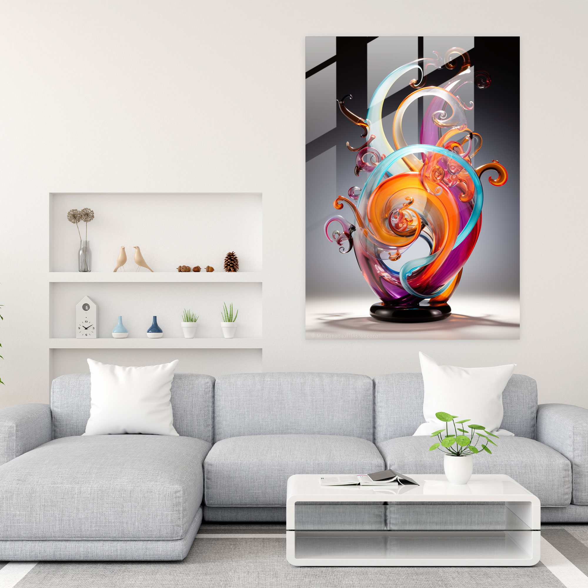 Glass Art Abstract Sculpture With Vivid Colors - Realistic Glass Sculpture, Vivid Colors, Glass Print, Modern Art