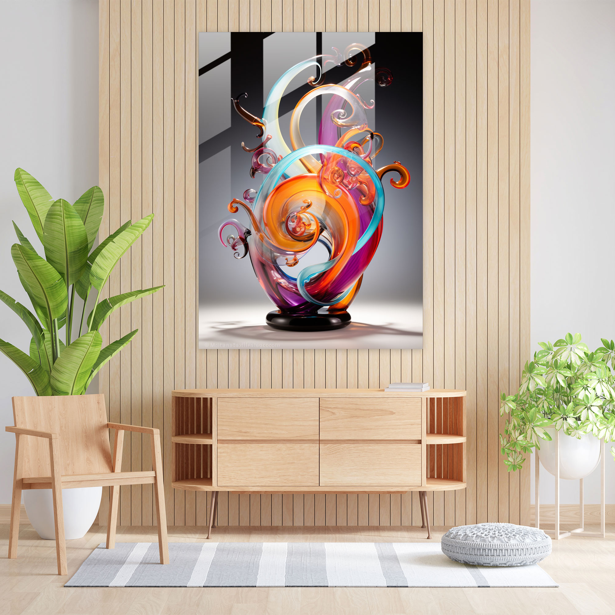 Glass Art Abstract Sculpture With Vivid Colors - Realistic Glass Sculpture, Vivid Colors, Glass Print, Modern Art