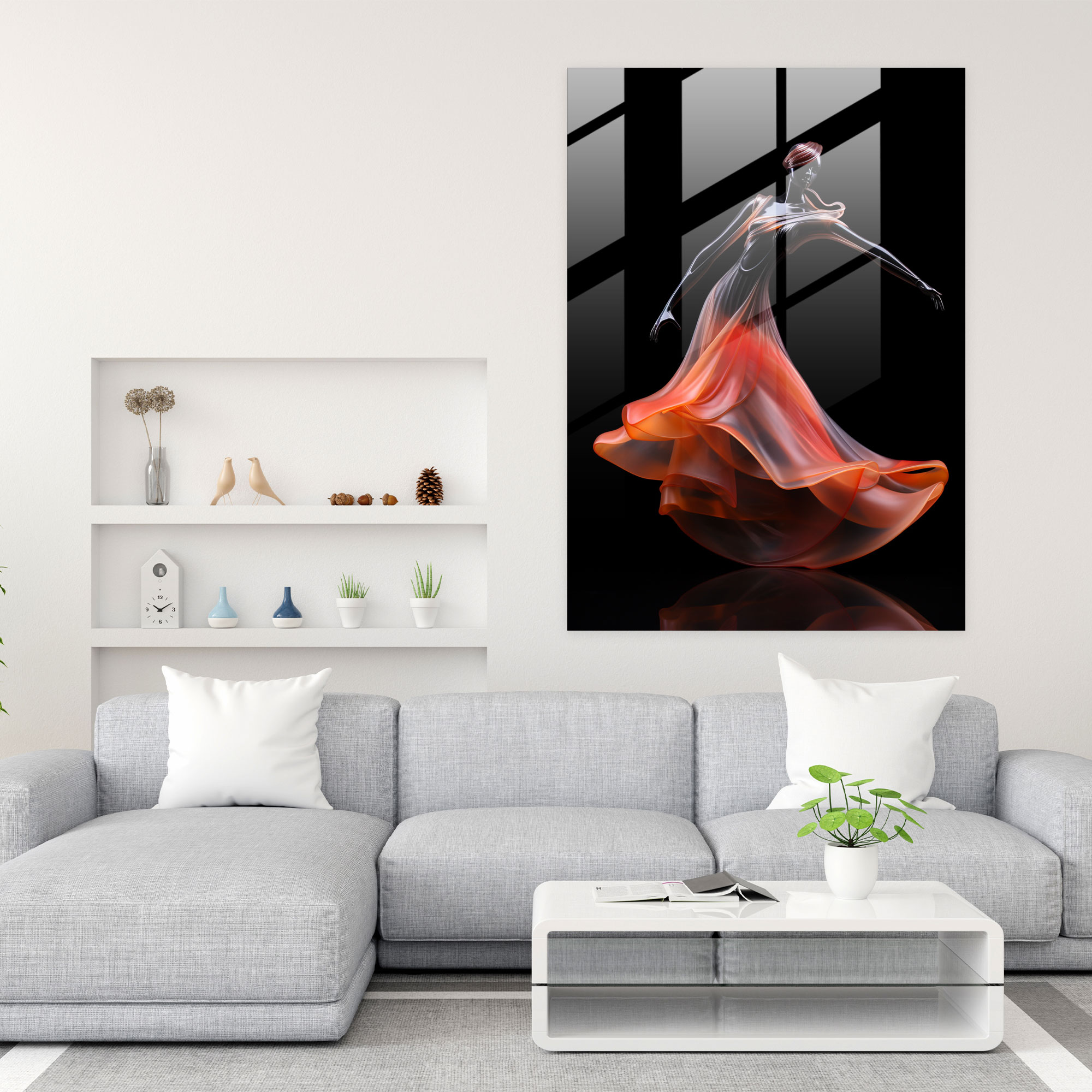 Glass Art Sculpture Of Graceful Dancer - Realistic Glass Sculpture, Wall Decoration, Glass Wall Art, Glass Sculpture