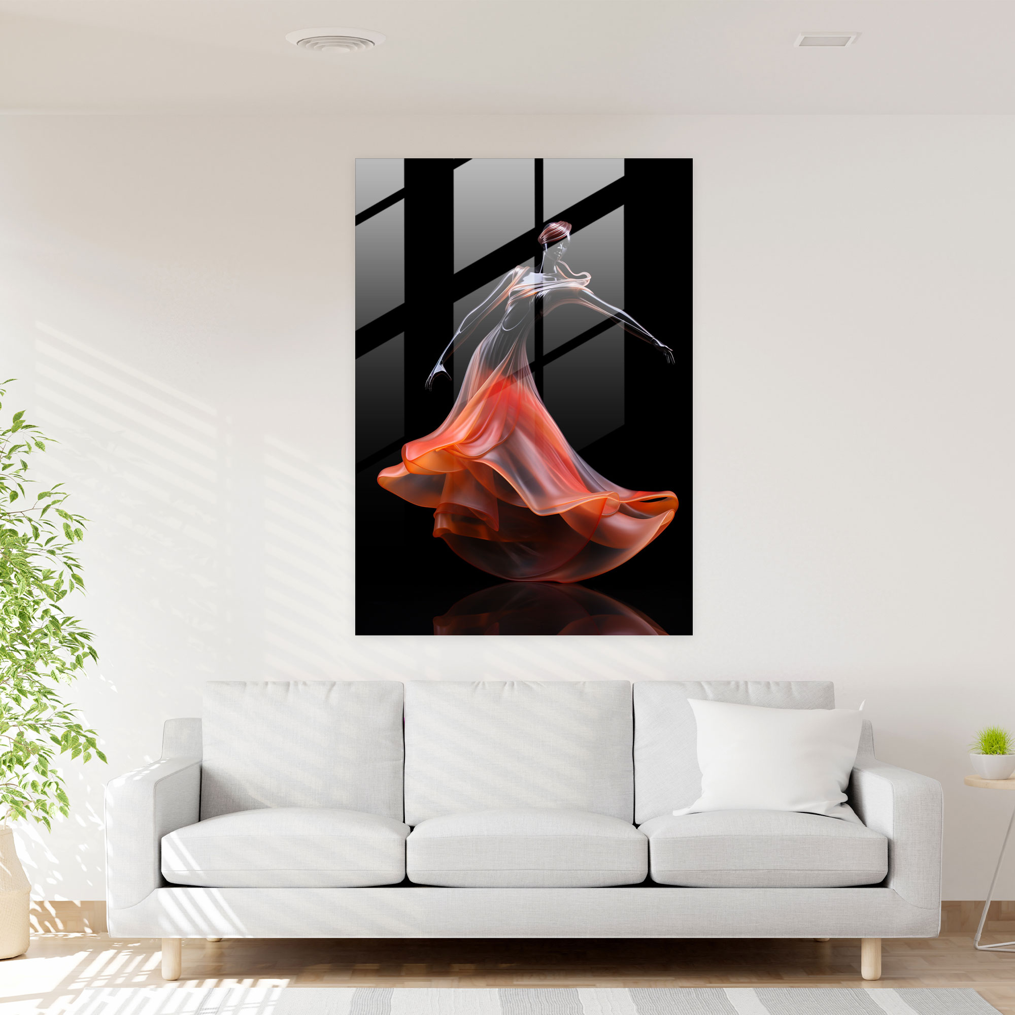 Glass Art Sculpture Of Graceful Dancer - Realistic Glass Sculpture, Wall Decoration, Glass Wall Art, Glass Sculpture