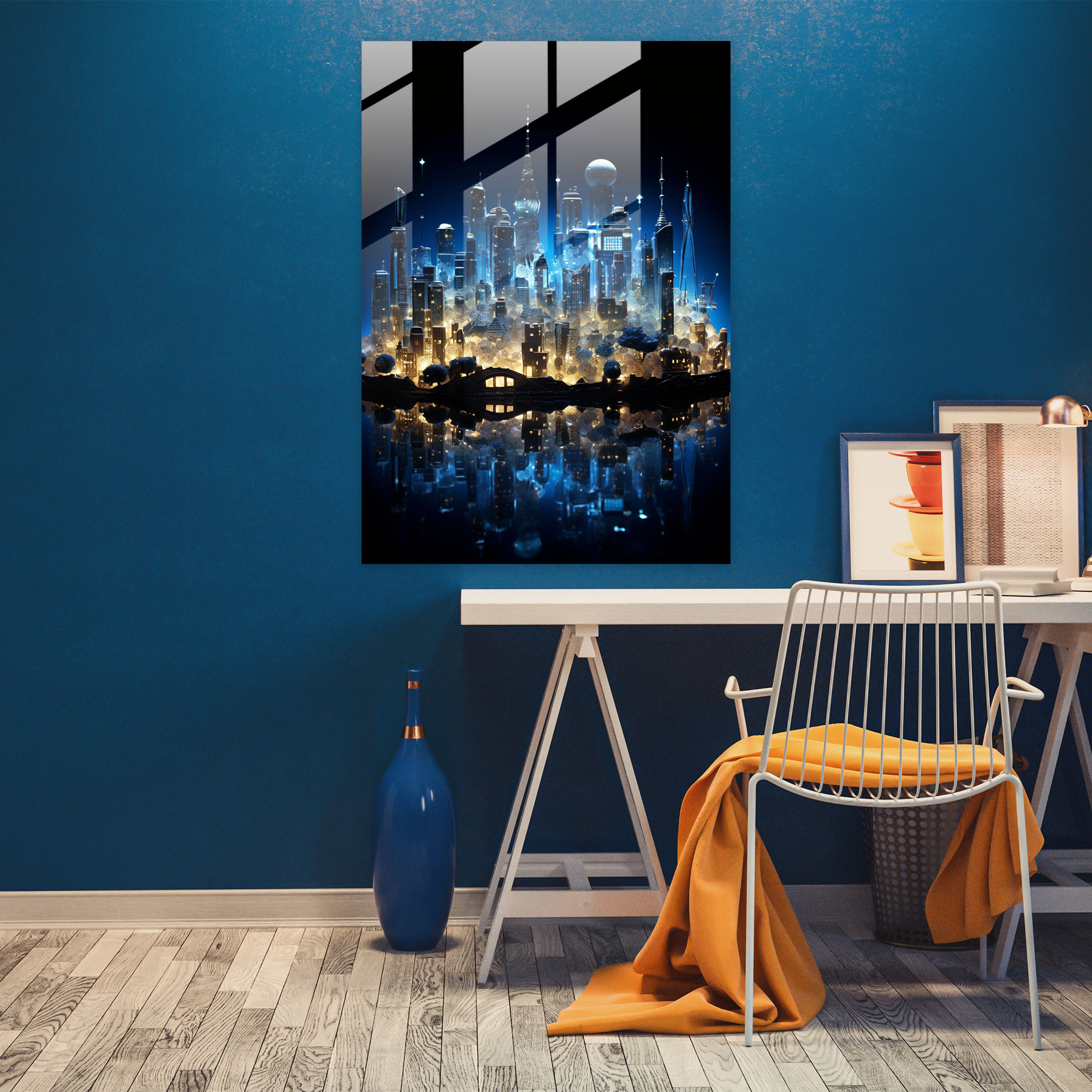 Realistic Glass Wall Art - City Skyline Glass Print - Realistic Glass Sculpture, Realistic Glass Sculpture, Home Decoration, Glass Print