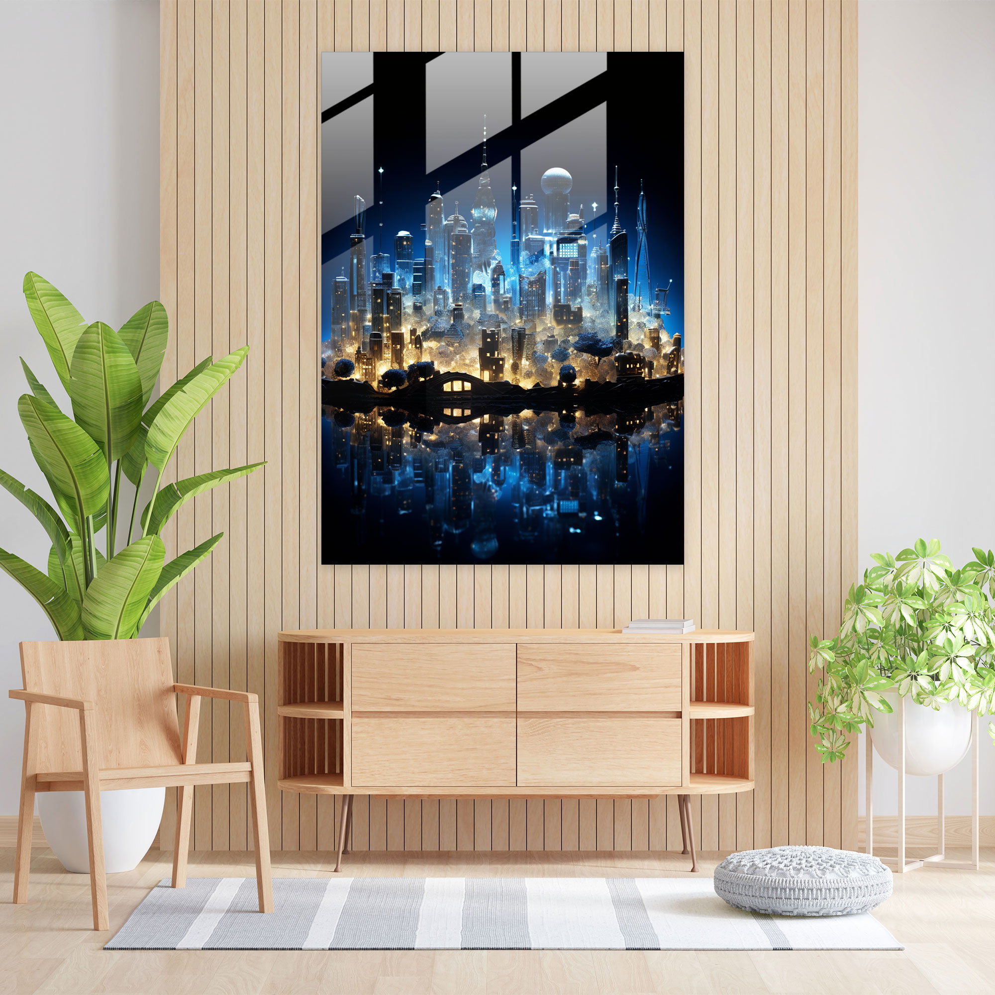 Realistic Glass Wall Art - City Skyline Glass Print - Realistic Glass Sculpture, Realistic Glass Sculpture, Home Decoration, Glass Print