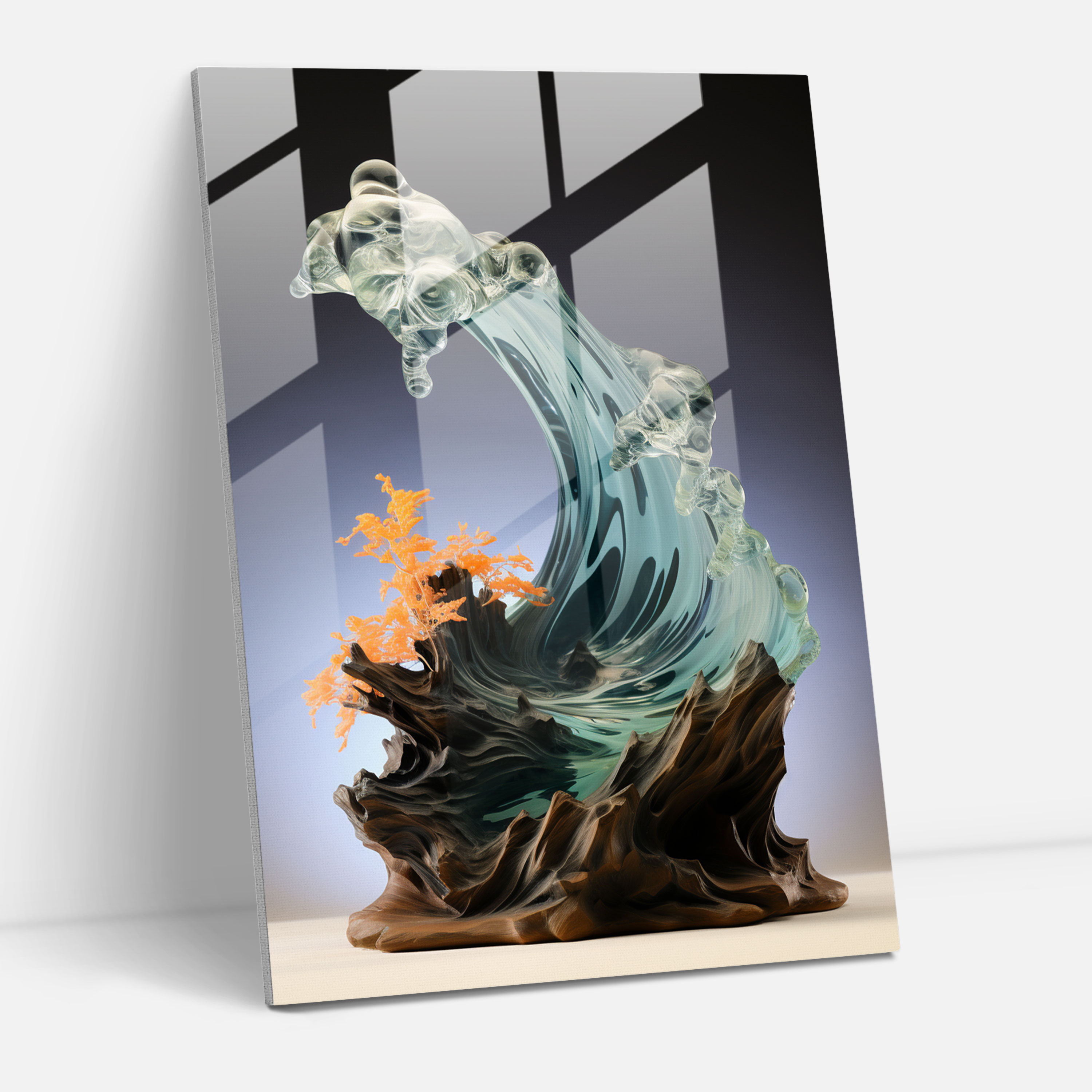 Realistic Glass Sculpture - Beach Glass Print - Realistic Glass Sculpture, Glass Wall Art, Relaxation, Glass Print