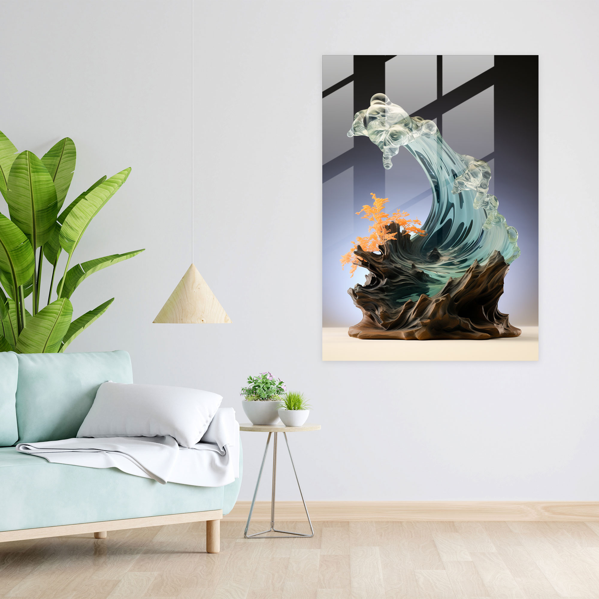 Realistic Glass Sculpture - Beach Glass Print - Realistic Glass Sculpture, Glass Wall Art, Relaxation, Glass Print