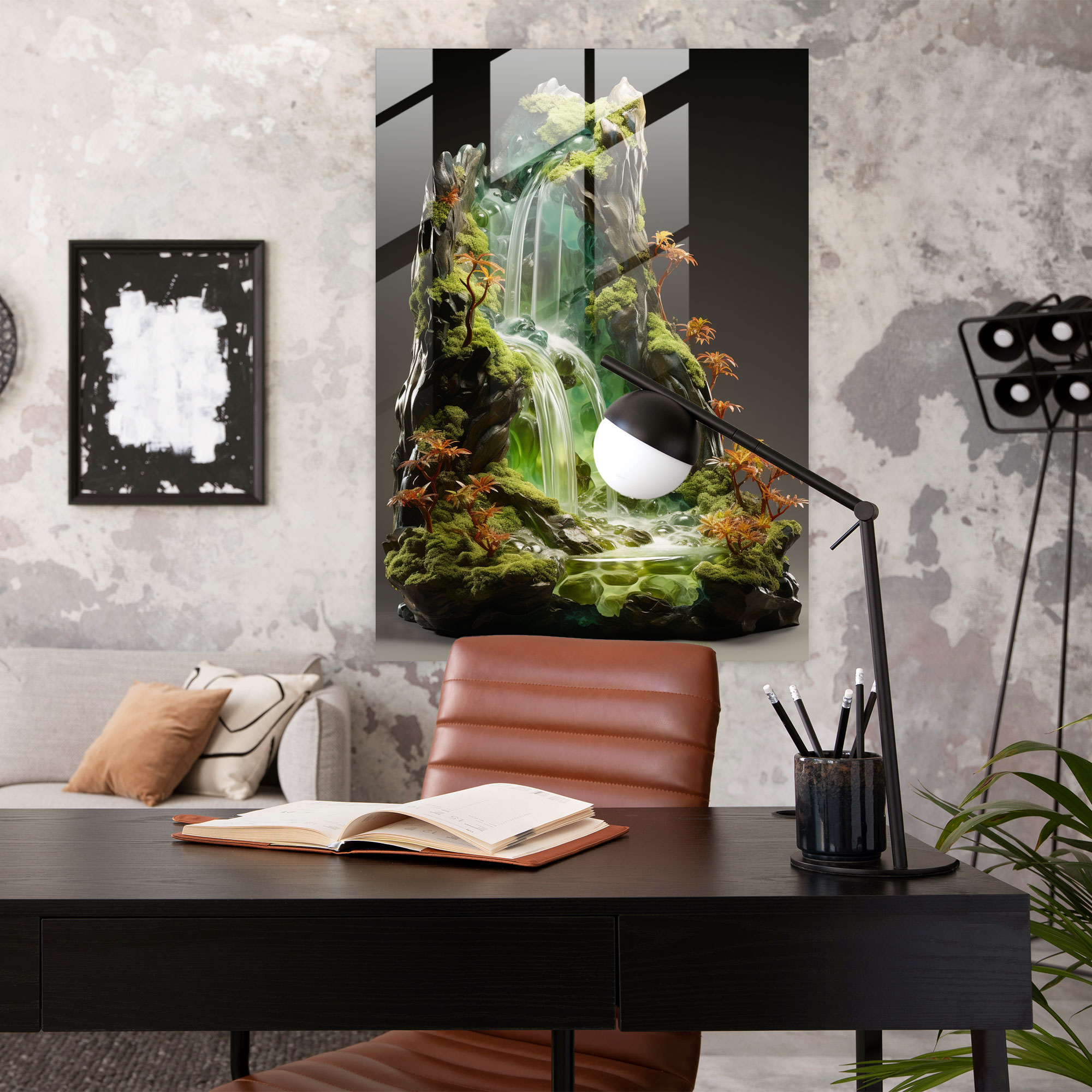 Realistic Glass Wall Art - Waterfall Glass Print - Realistic Glass Sculpture, Tranquility, Glass Art, Glass Wall Art