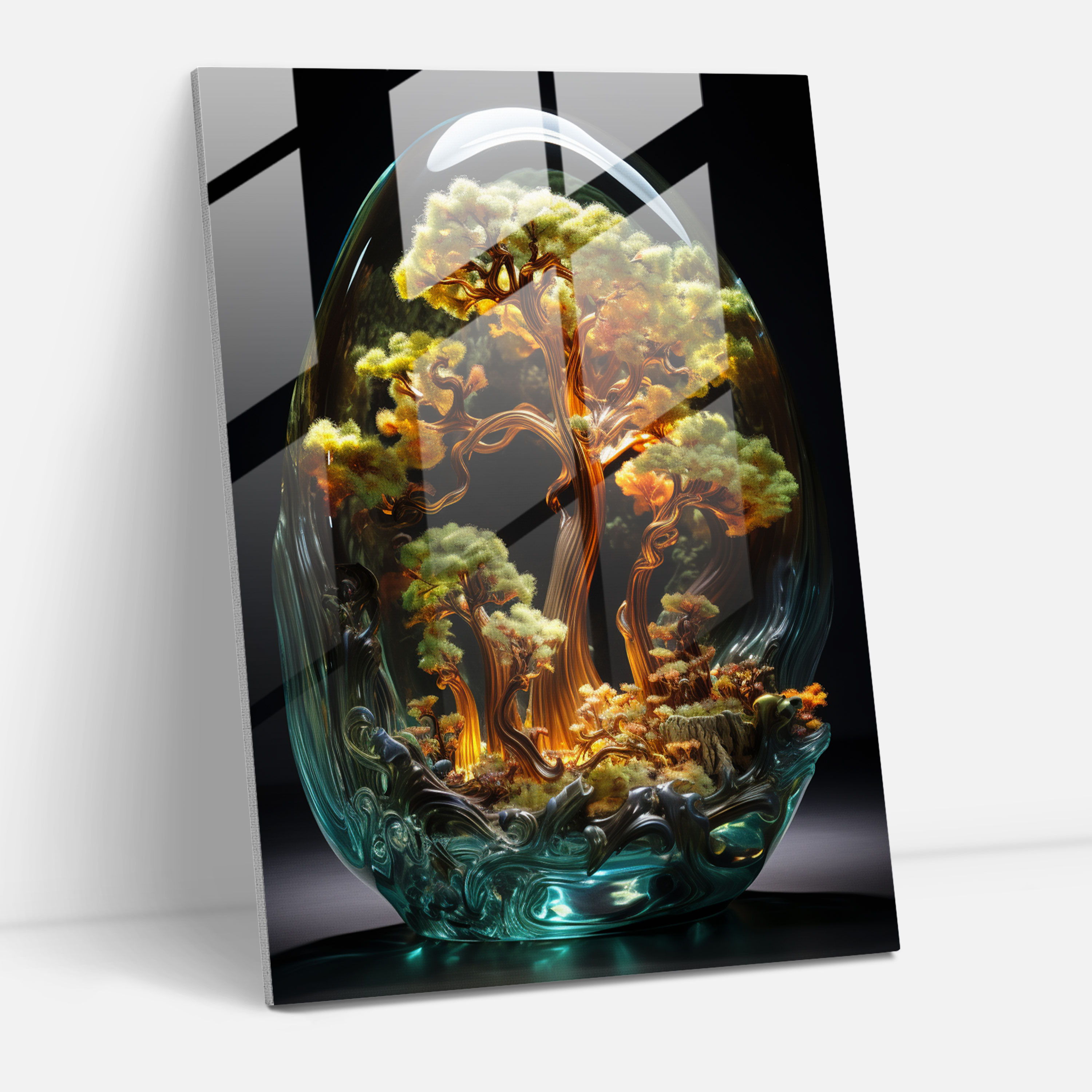 Realistic Glass Wall Art - Mystical Forest Glass Print - Realistic Glass Sculpture, Wall Decoration, Mystique, Magic