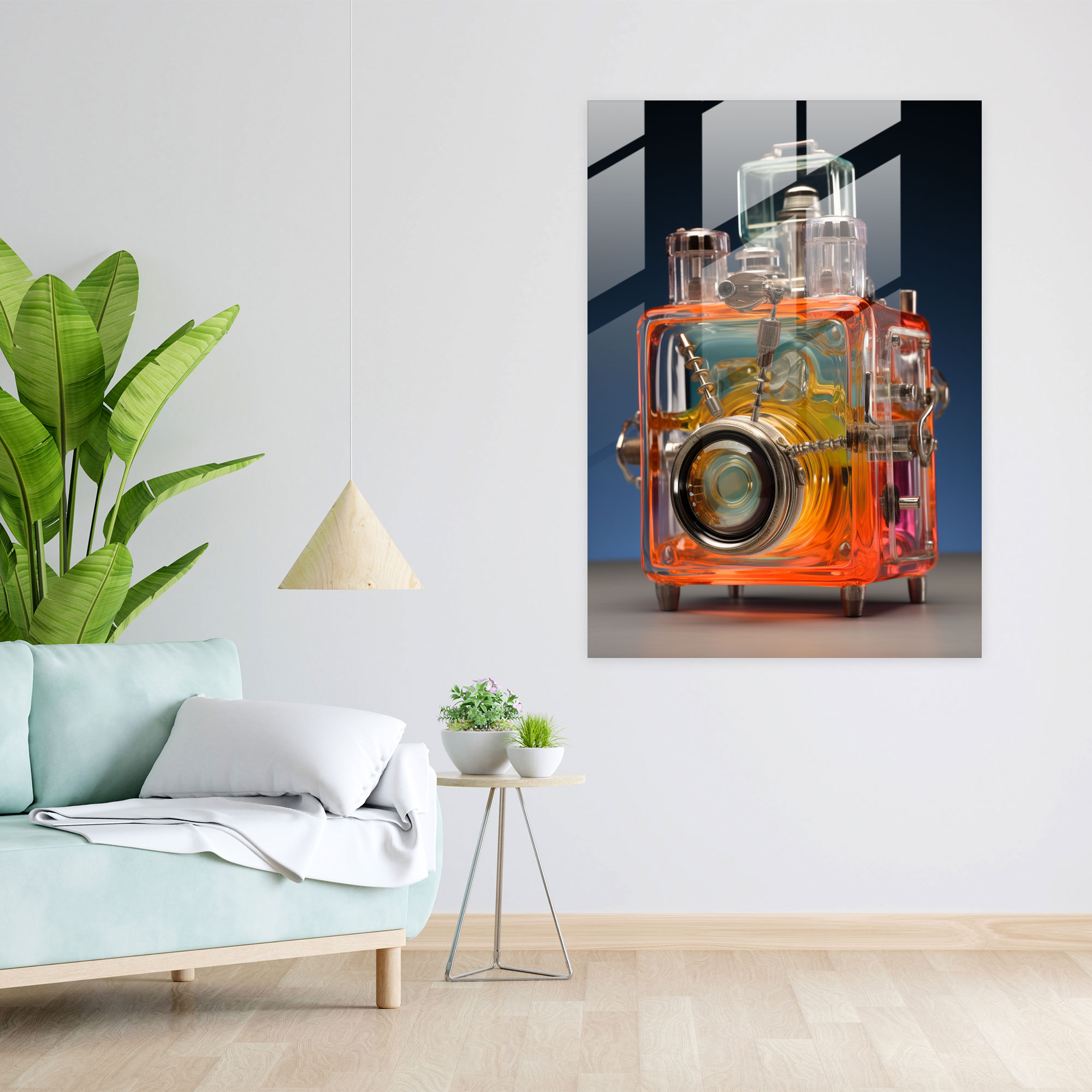 Realistic Glass Sculpture - Vintage Camera Glass Print - Realistic Glass Sculpture, Glass Print, Vintage Camera, Home Decoration