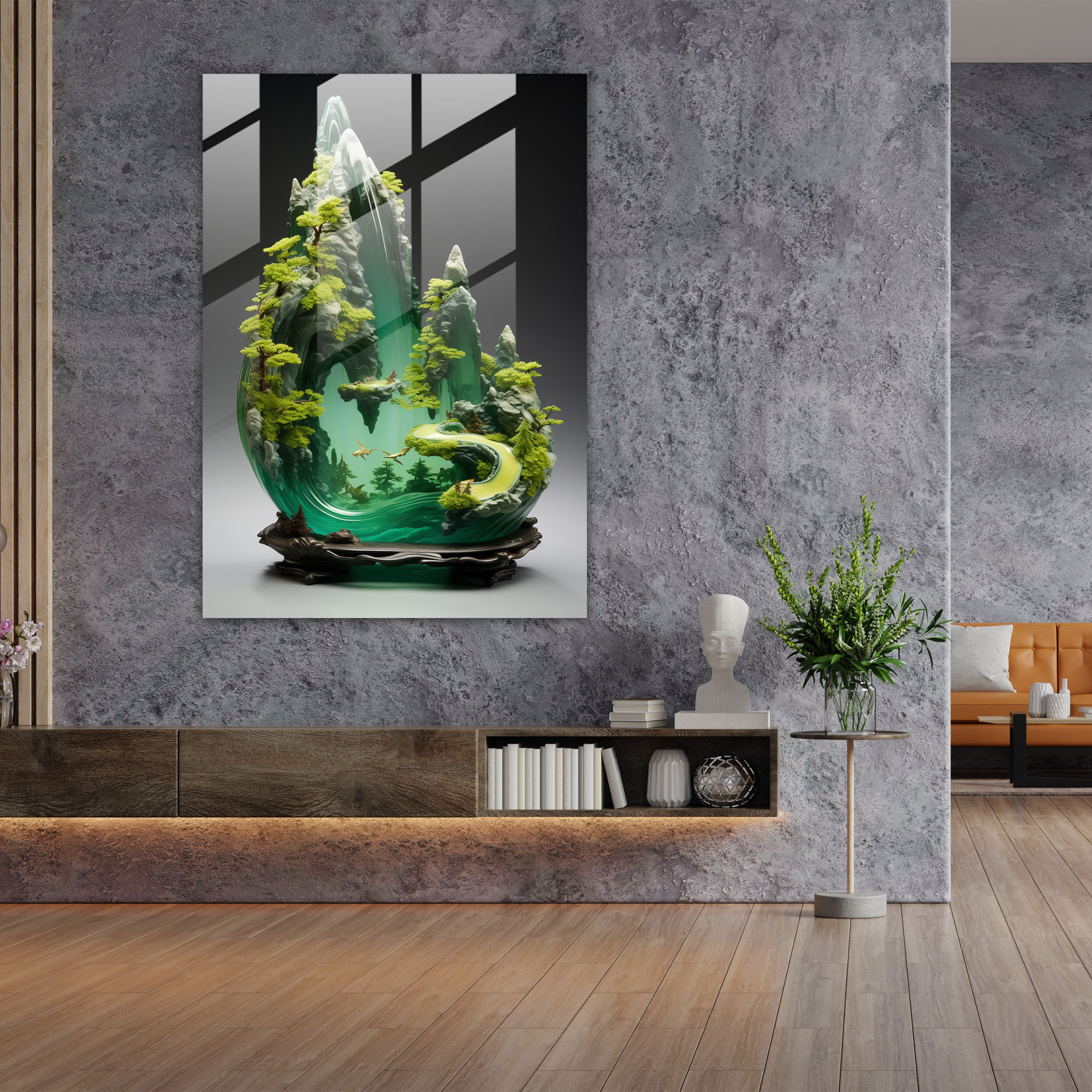 Realistic Glass Wall Art - Tranquil Lake Glass Print - Realistic Glass Sculpture, Nature, Wall Decoration, Glass Print