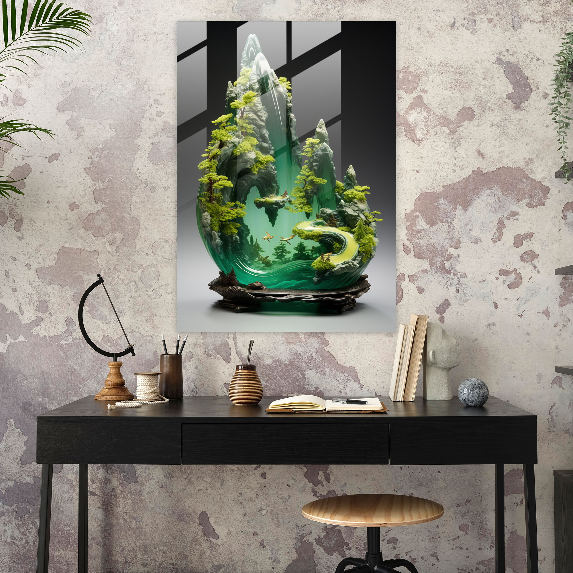 Realistic Glass Wall Art - Tranquil Lake Glass Print - Realistic Glass Sculpture, Nature, Wall Decoration, Glass Print