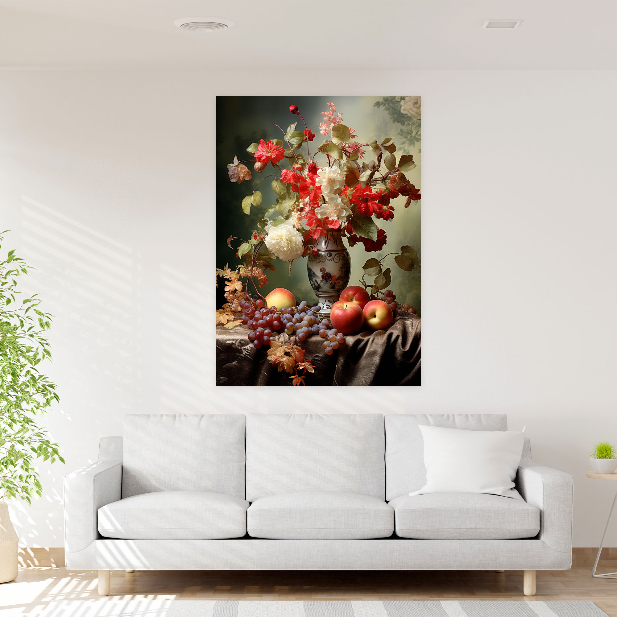 Realistic Glass Sculpture Canvas Print - Realistic Glass Sculpture, Realistic Glass Sculpture, Wall Decoration, Vase Of Flowers