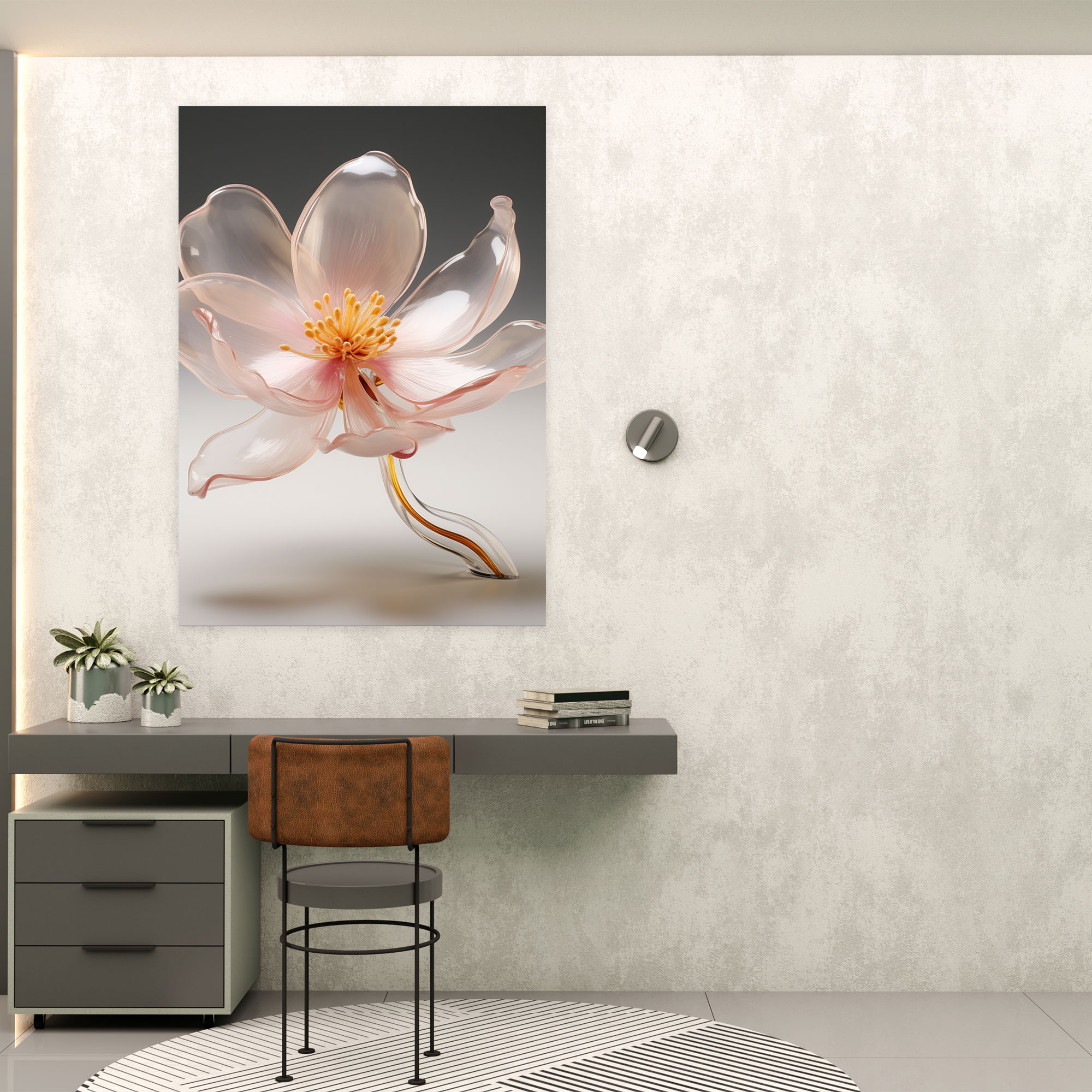 Realistic Glass Sculpture Wall Decoration - Realistic Glass Sculpture, Magnolia Flower, Canvas Wall Art, Blooming