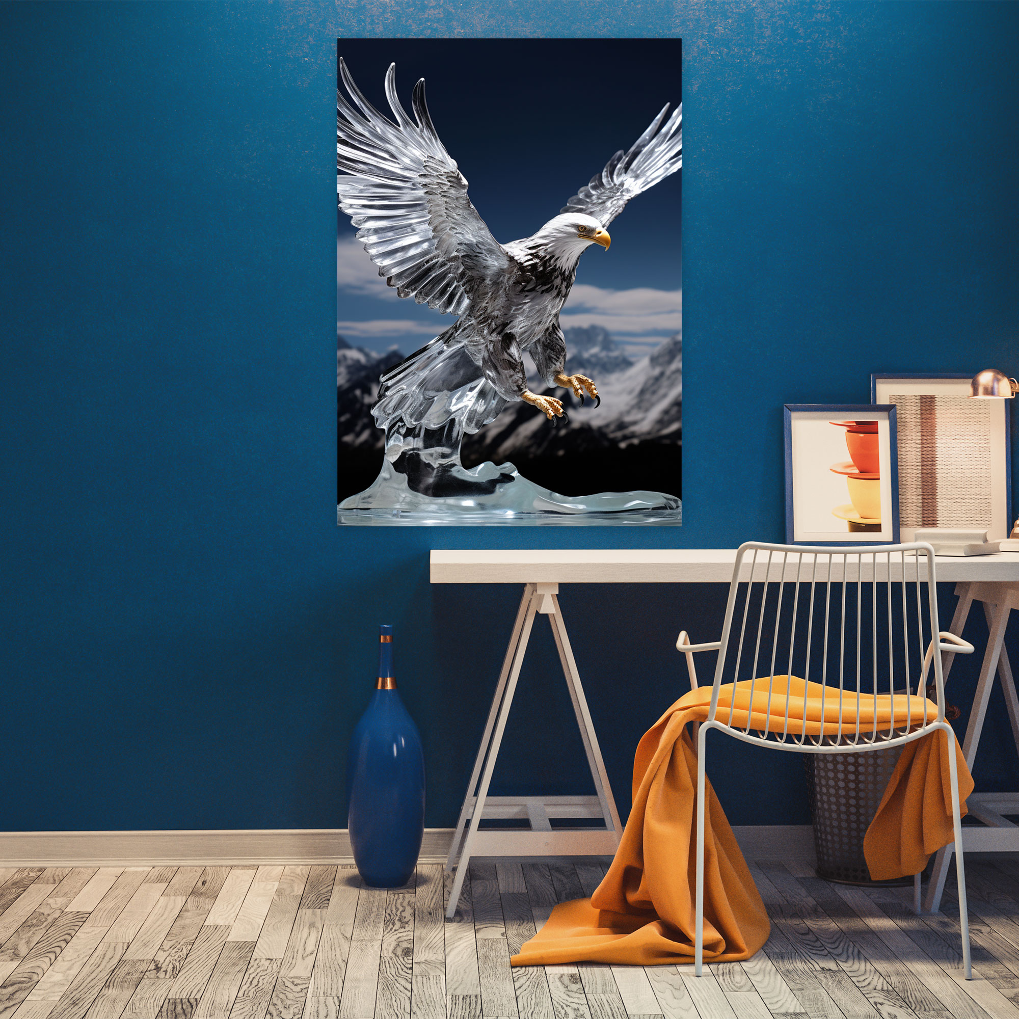 Realistic Glass Sculpture Canvas Wall Art - Realistic Glass Sculpture, Majestic, Freedom, Strength