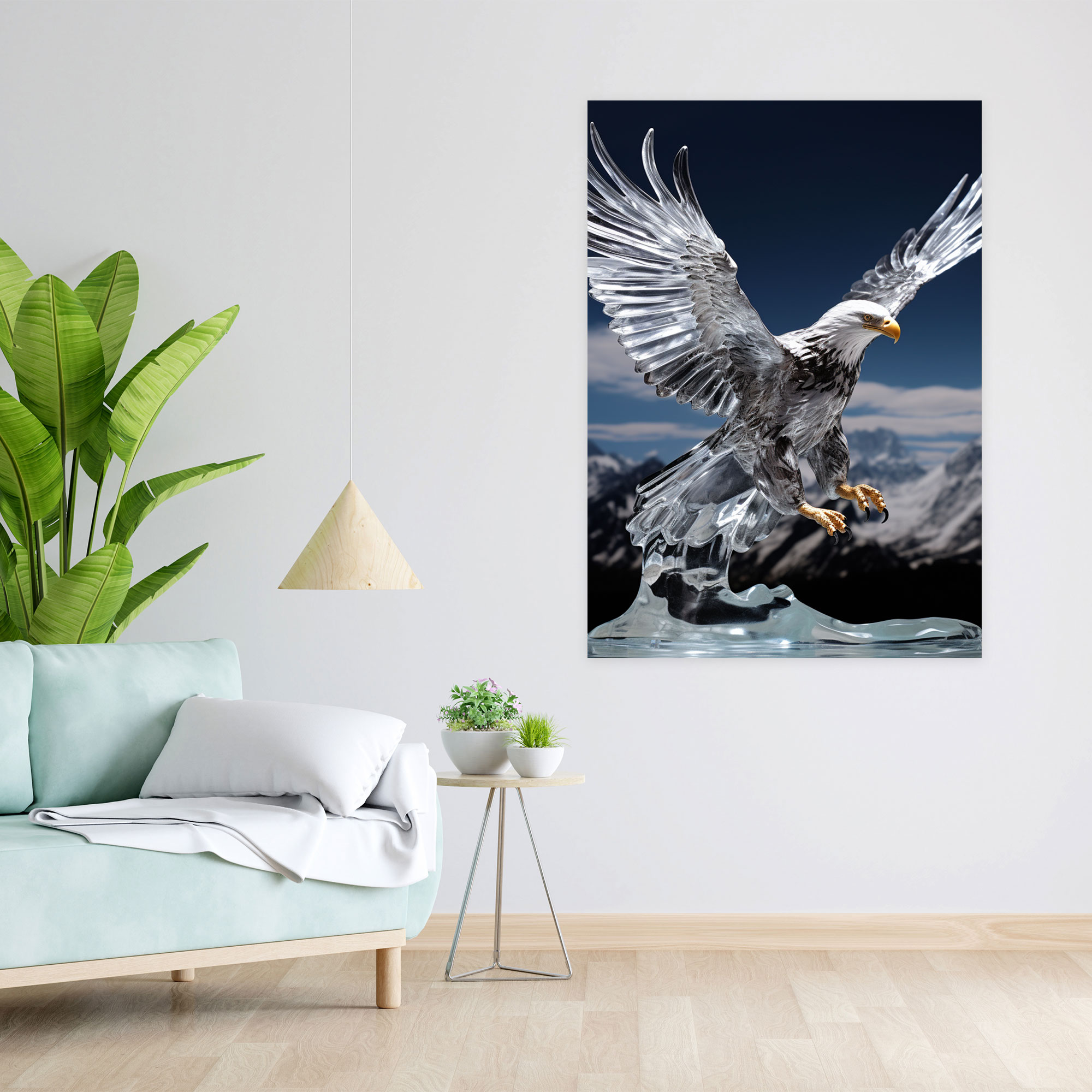 Realistic Glass Sculpture Canvas Wall Art - Realistic Glass Sculpture, Majestic, Freedom, Strength