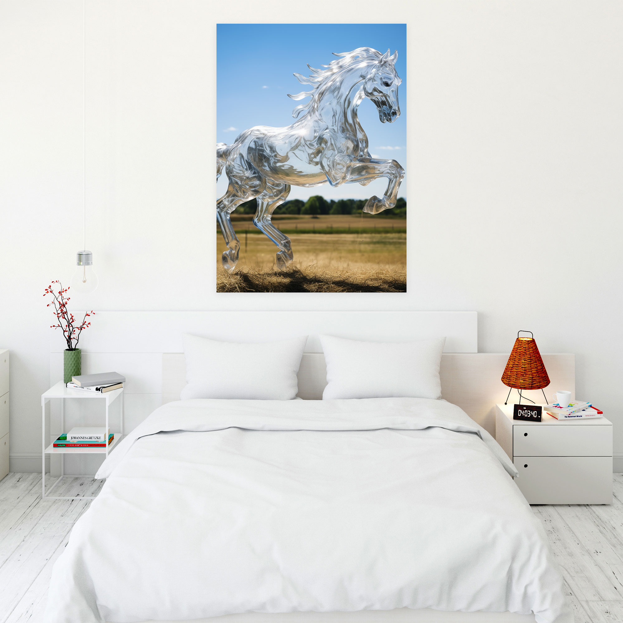 Realistic Glass Sculpture Canvas Print - Realistic Glass Sculpture, Galloping, Power And Grace, Realistic Glass Sculpture