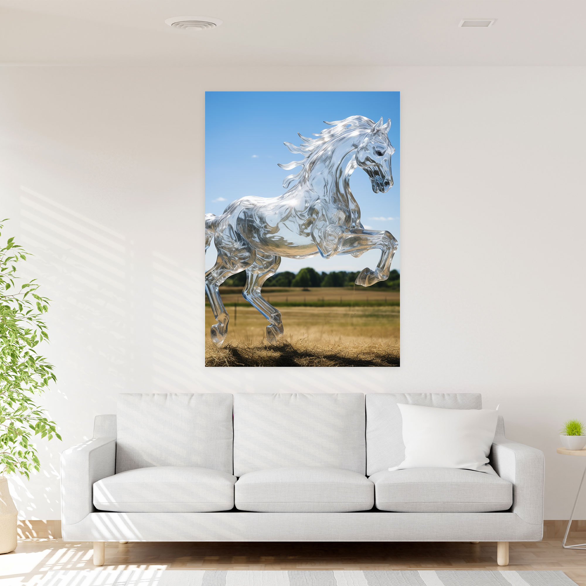 Realistic Glass Sculpture Canvas Print - Realistic Glass Sculpture, Galloping, Power And Grace, Realistic Glass Sculpture