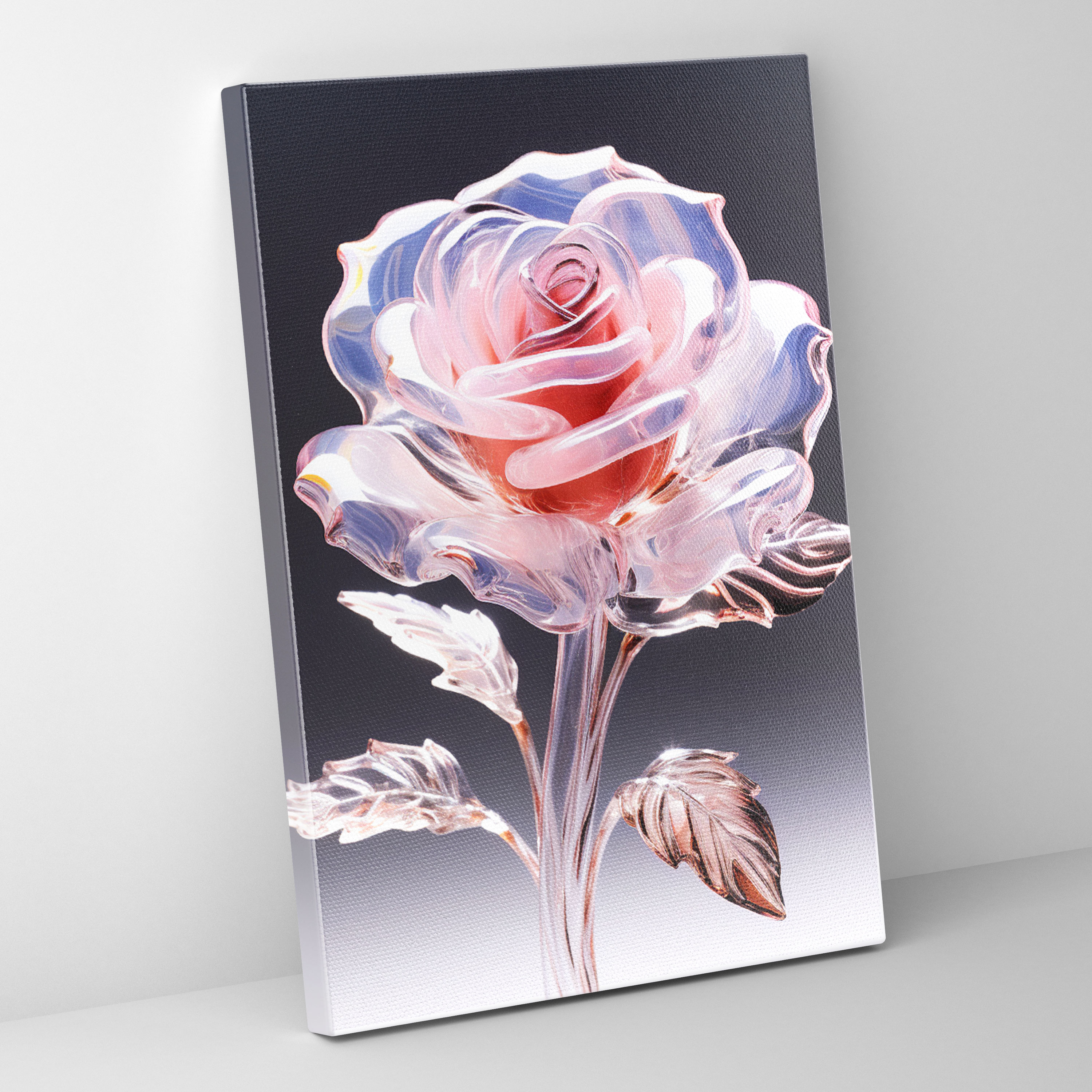 Realistic Glass Sculpture Canvas Wall Art - Realistic Glass Sculpture, Romance, Blooming, Canvas Wall Art