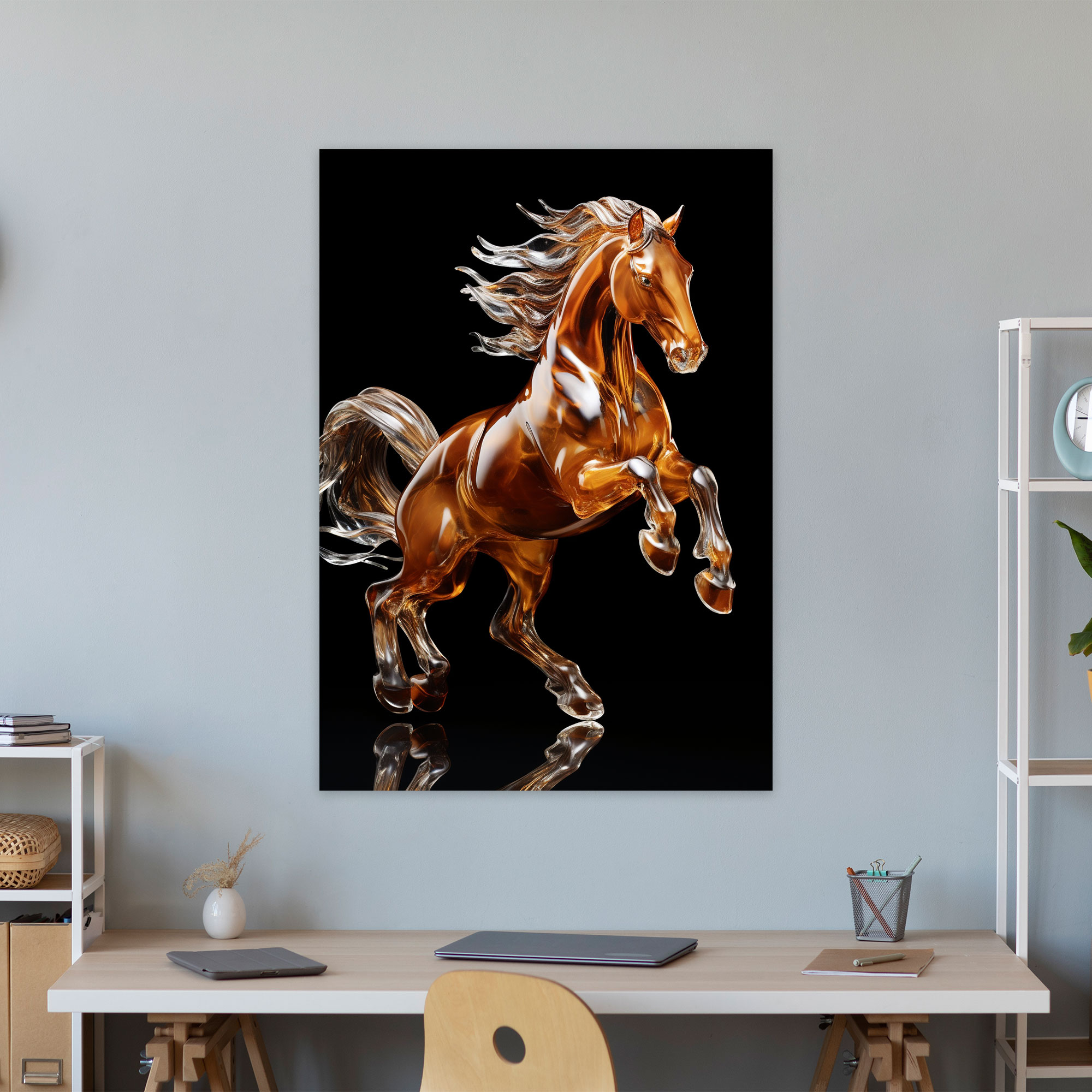 Realistic Glass Sculpture Canvas Art - Realistic Glass Sculpture, Home Decoration, Majestic Horse, Canvas Print