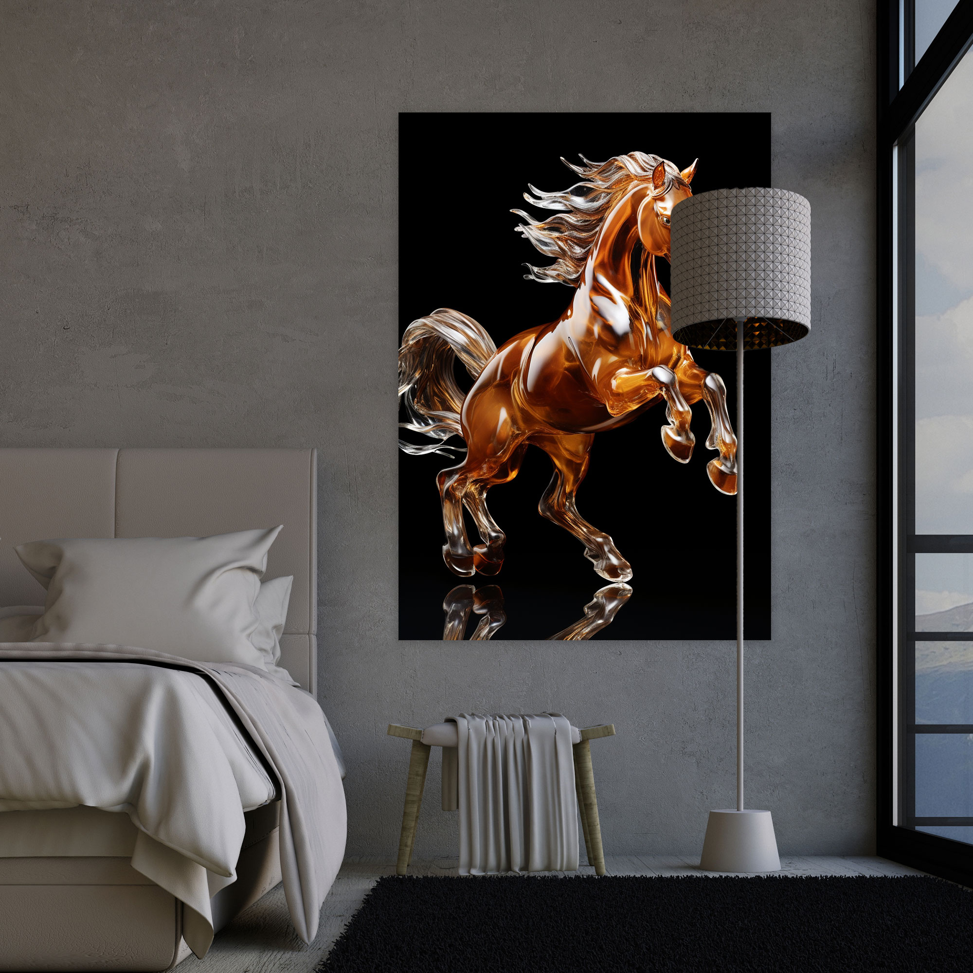 Realistic Glass Sculpture Canvas Art - Realistic Glass Sculpture, Home Decoration, Majestic Horse, Canvas Print