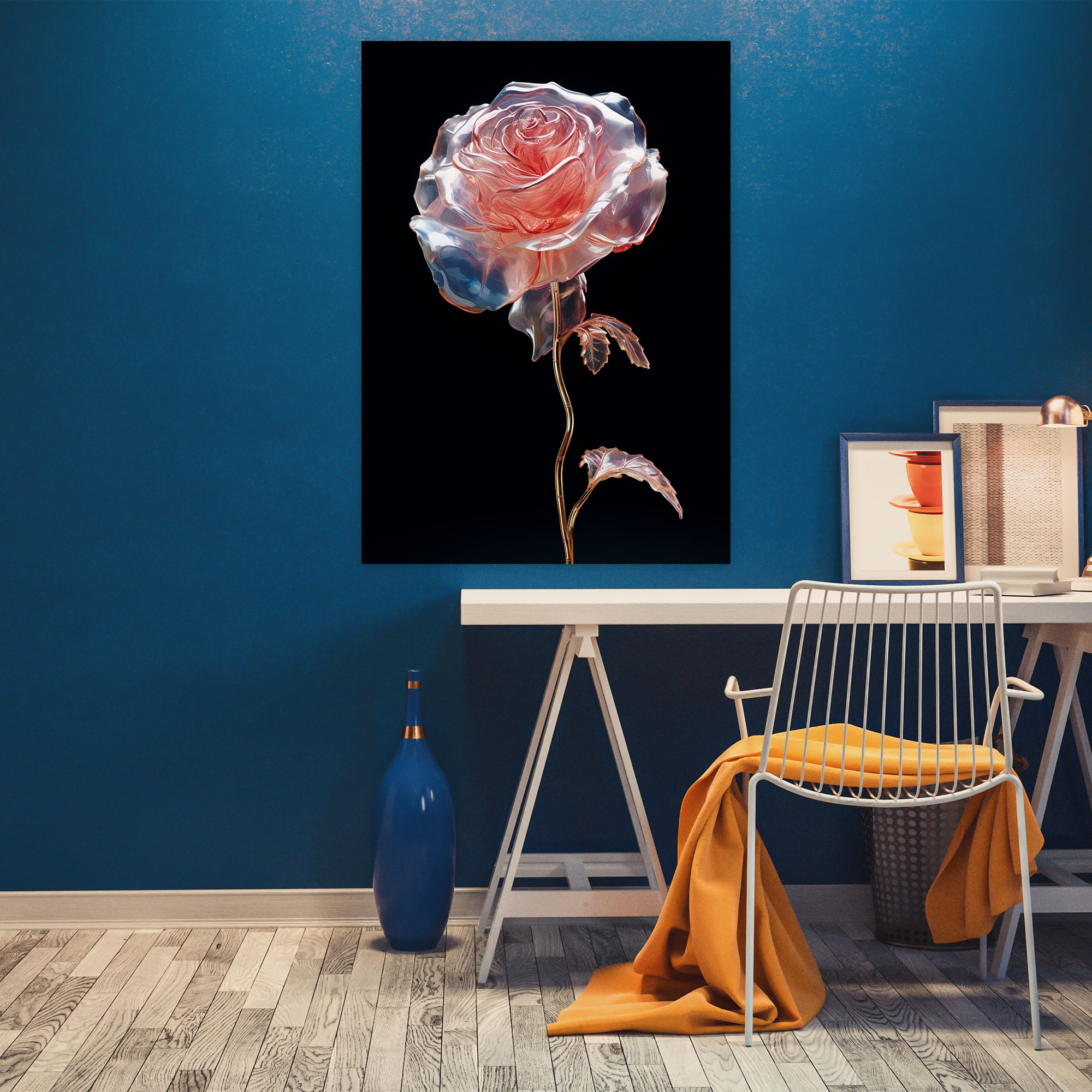 Realistic Glass Sculpture Wall Art - Realistic Glass Sculpture, Wall Decoration, Rose Sculpture, Home Decoration