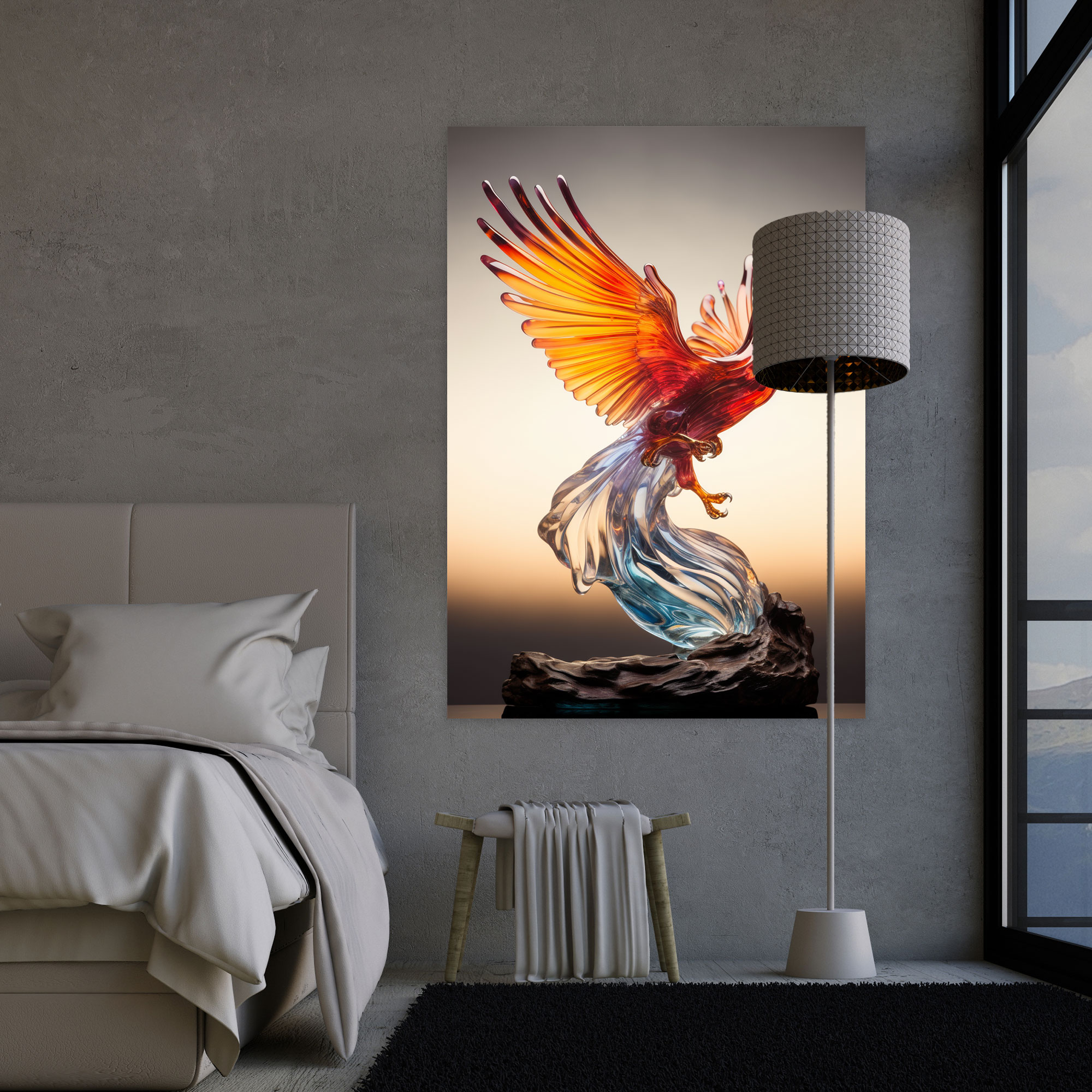 Realistic Glass Sculpture Canvas Print - Realistic Glass Sculpture, Soaring Bird, Wall Art, Bird Sculpture