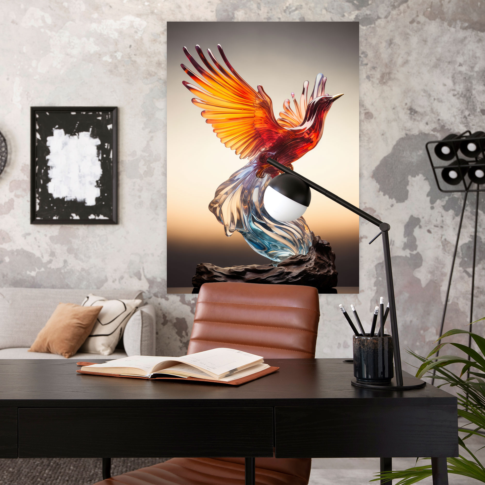 Realistic Glass Sculpture Canvas Print - Realistic Glass Sculpture, Soaring Bird, Wall Art, Bird Sculpture