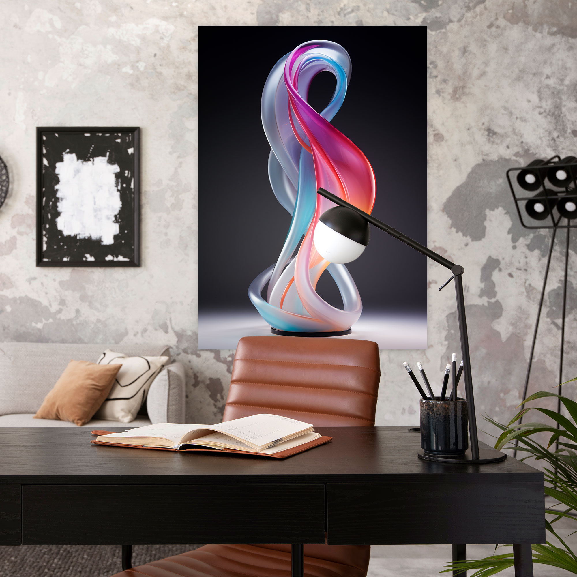 Contemporary Abstract Glass Sculpture Wall Art - Realistic Glass Sculpture, Canvas, Home Decoration, Contemporary Glass Sculpture