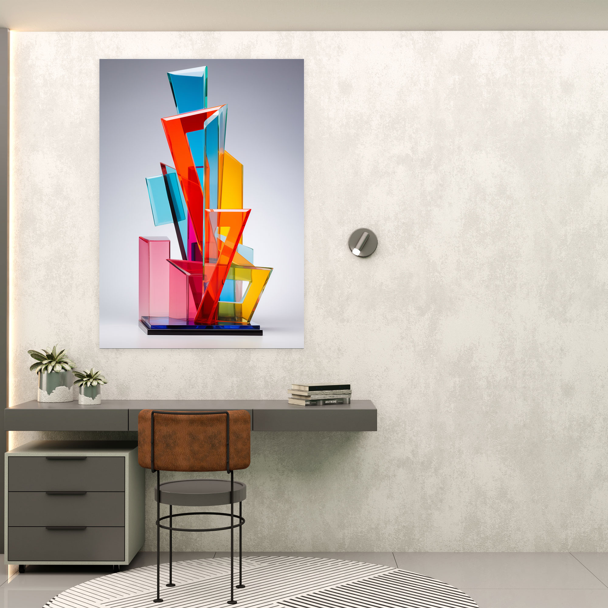 Contemporary Abstract Glass Sculpture Wall Decoration - Realistic Glass Sculpture, Wall Decoration, Canvas Print, Home Decoration