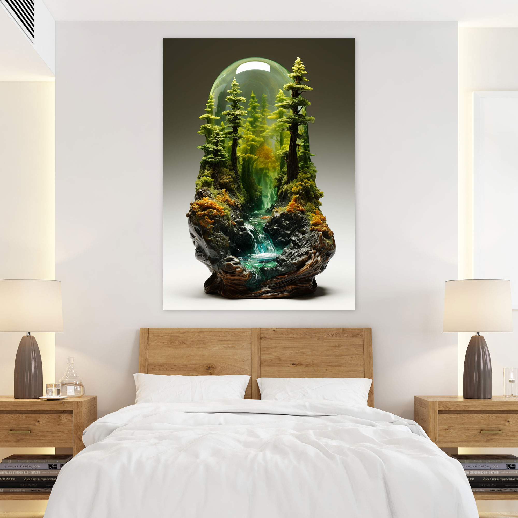 Realistic Glass Sculpture River Canvas Print - Realistic Glass Sculpture, Home Decoration, Lush Forest, Wall Art