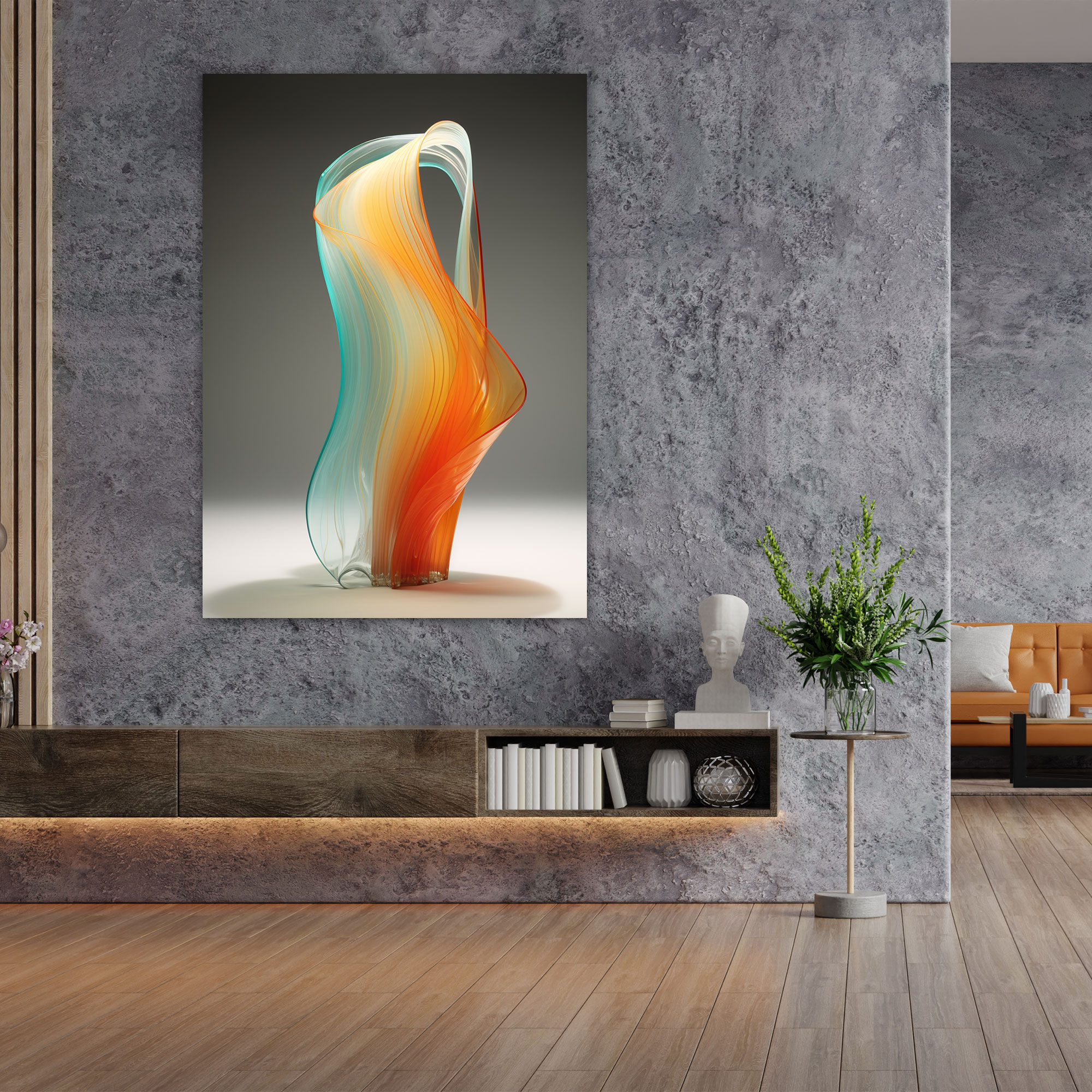 Contemporary Abstract Glass Sculpture Wall Decor - Realistic Glass Sculpture, Realistic Glass Sculpture, Warm And Cool Tones, Abstract Sculpture