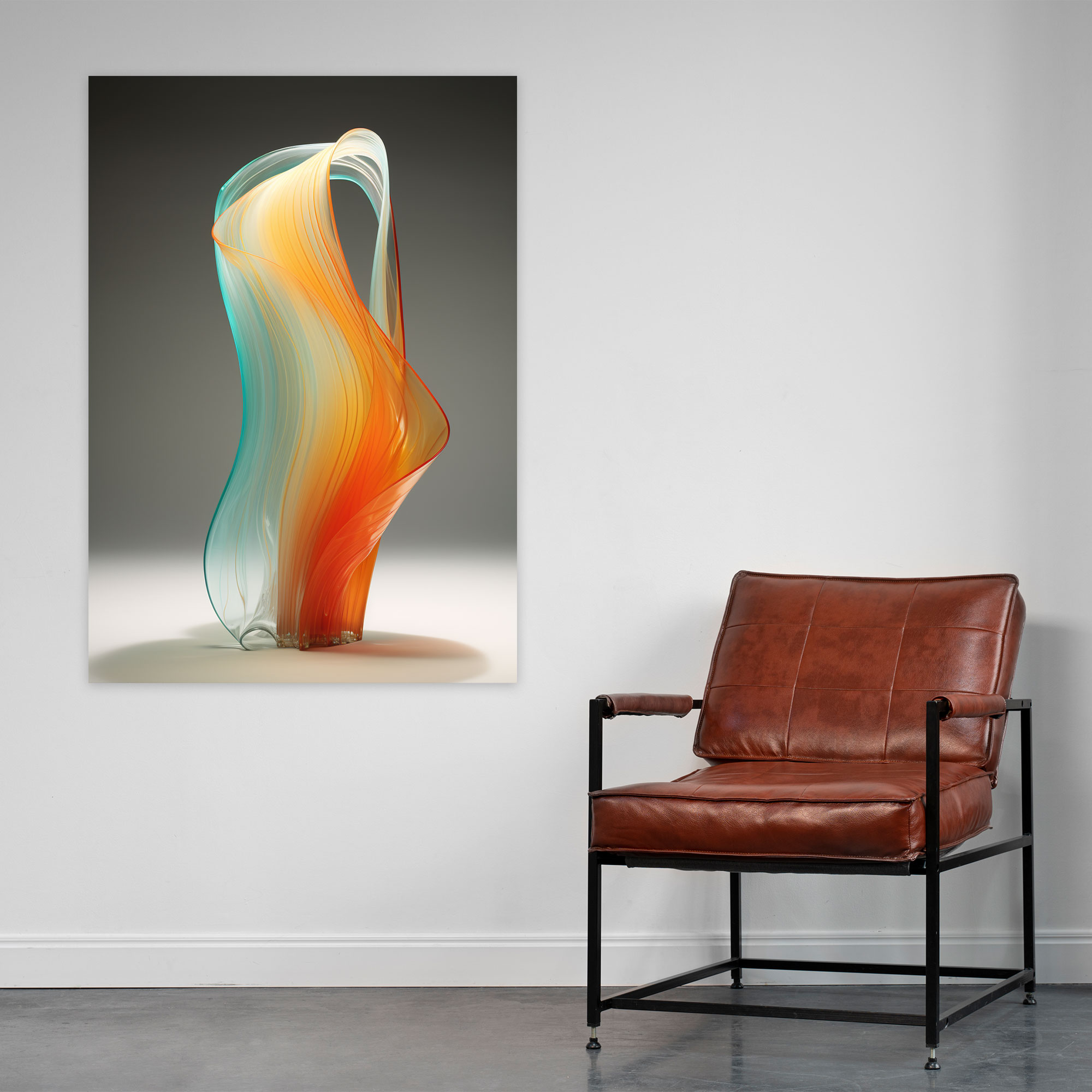 Contemporary Abstract Glass Sculpture Wall Decor - Realistic Glass Sculpture, Realistic Glass Sculpture, Warm And Cool Tones, Abstract Sculpture
