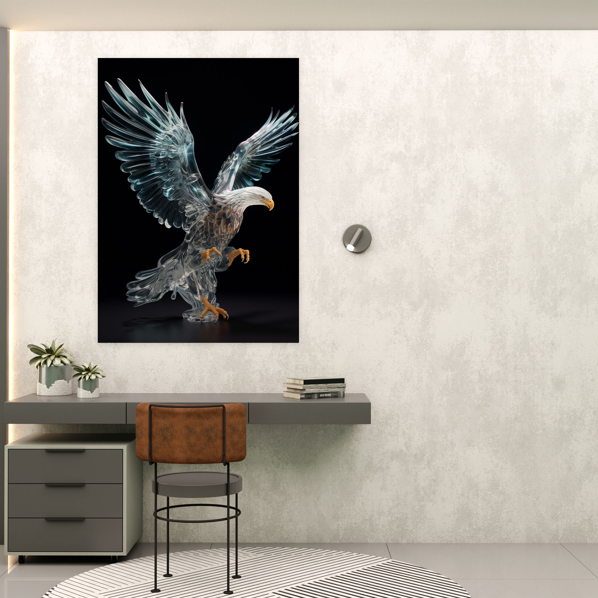 Realistic Glass Sculpture Wall Art - Realistic Glass Sculpture, Majestic Eagle, Realistic Glass Sculpture, Home Decoration
