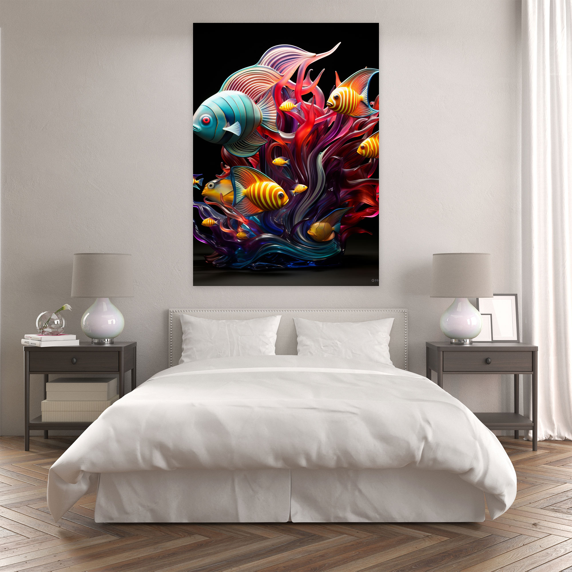 Realistic Glass Sculpture Wall Art - Realistic Glass Sculpture, Canvas, Tropical Fish, Canvas Print