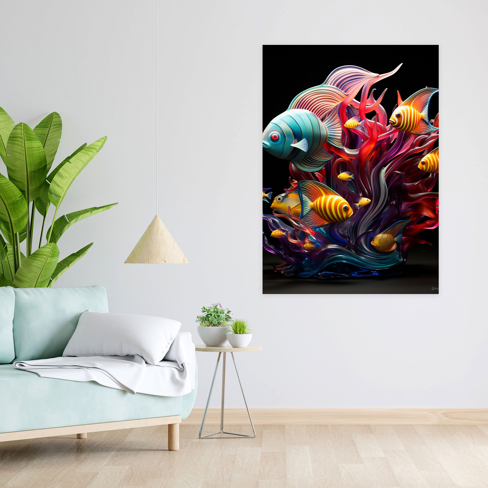 Realistic Glass Sculpture Wall Art - Realistic Glass Sculpture, Canvas, Tropical Fish, Canvas Print