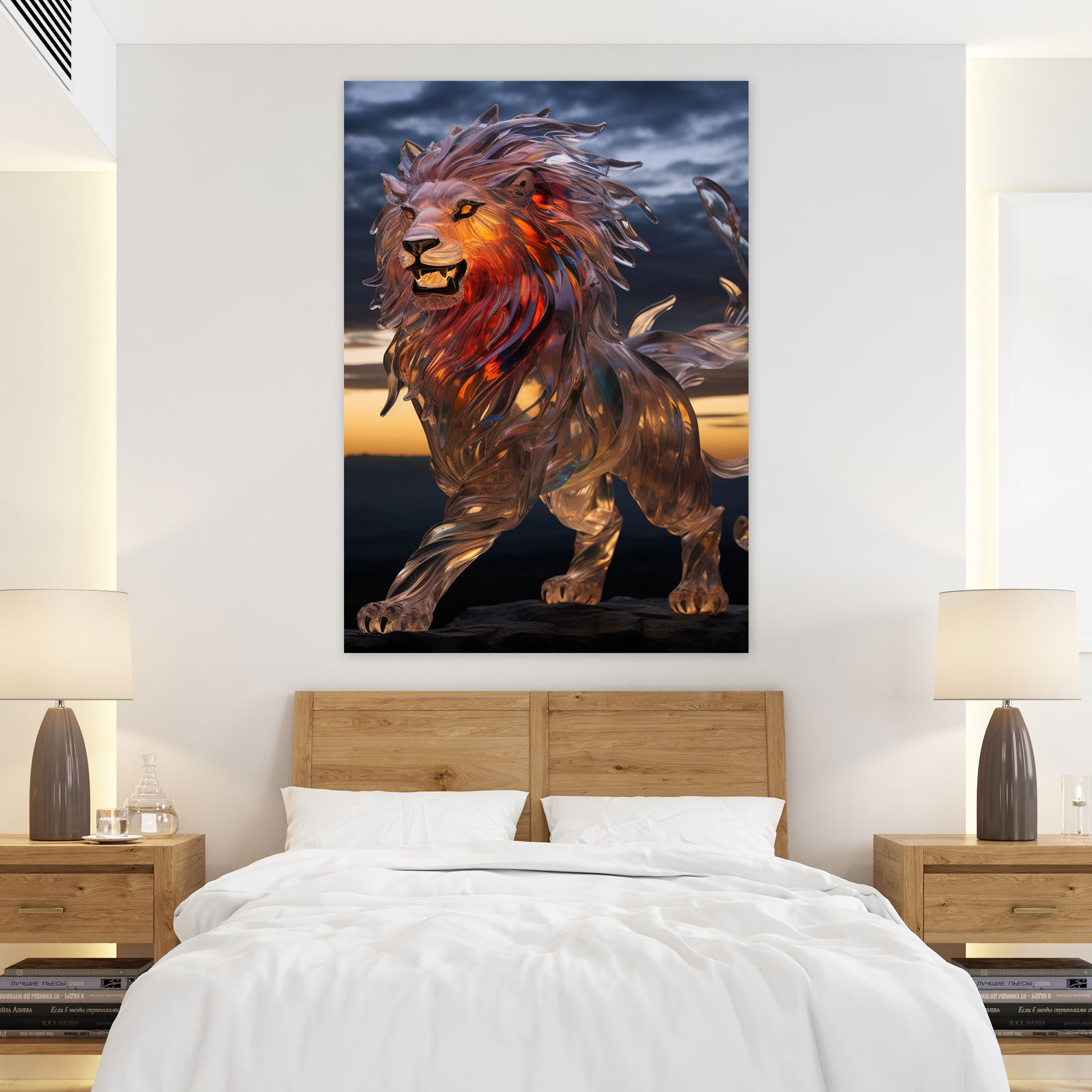 Realistic Glass Sculpture Wall Art Decor - Realistic Glass Sculpture, Lion, Elegance, Home Decoration