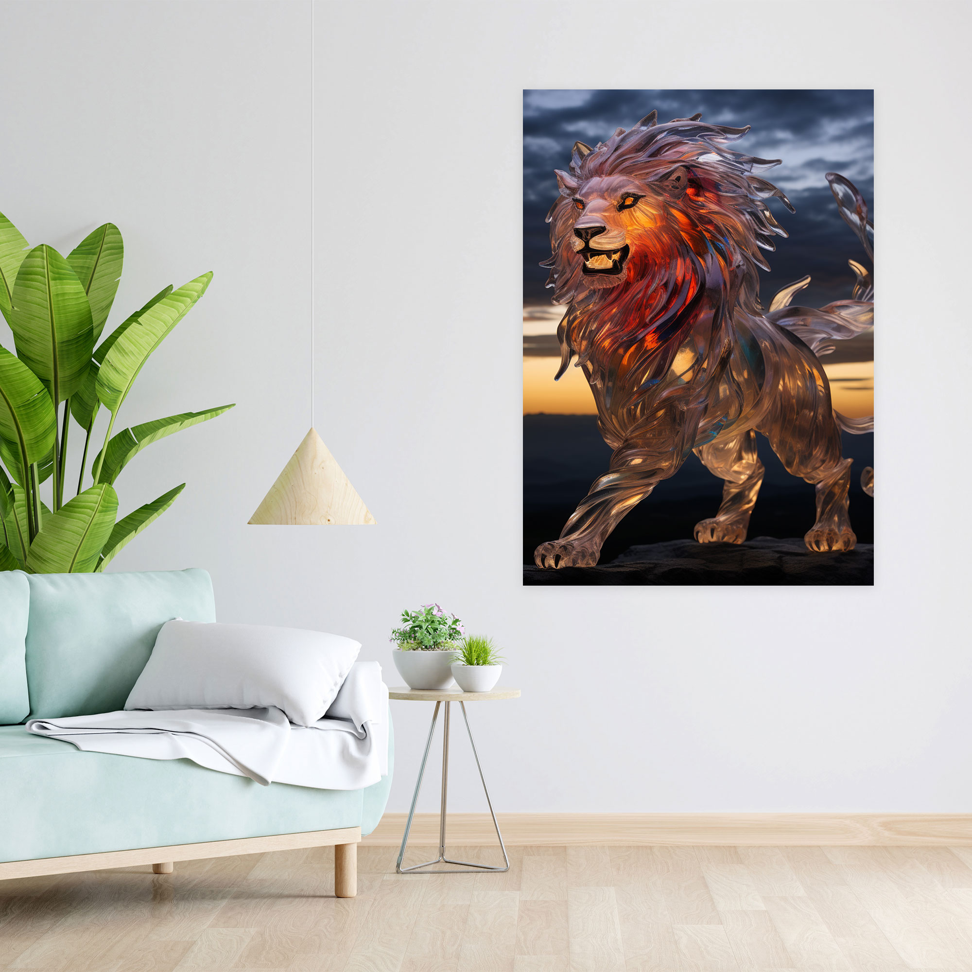 Realistic Glass Sculpture Wall Art Decor - Realistic Glass Sculpture, Lion, Elegance, Home Decoration
