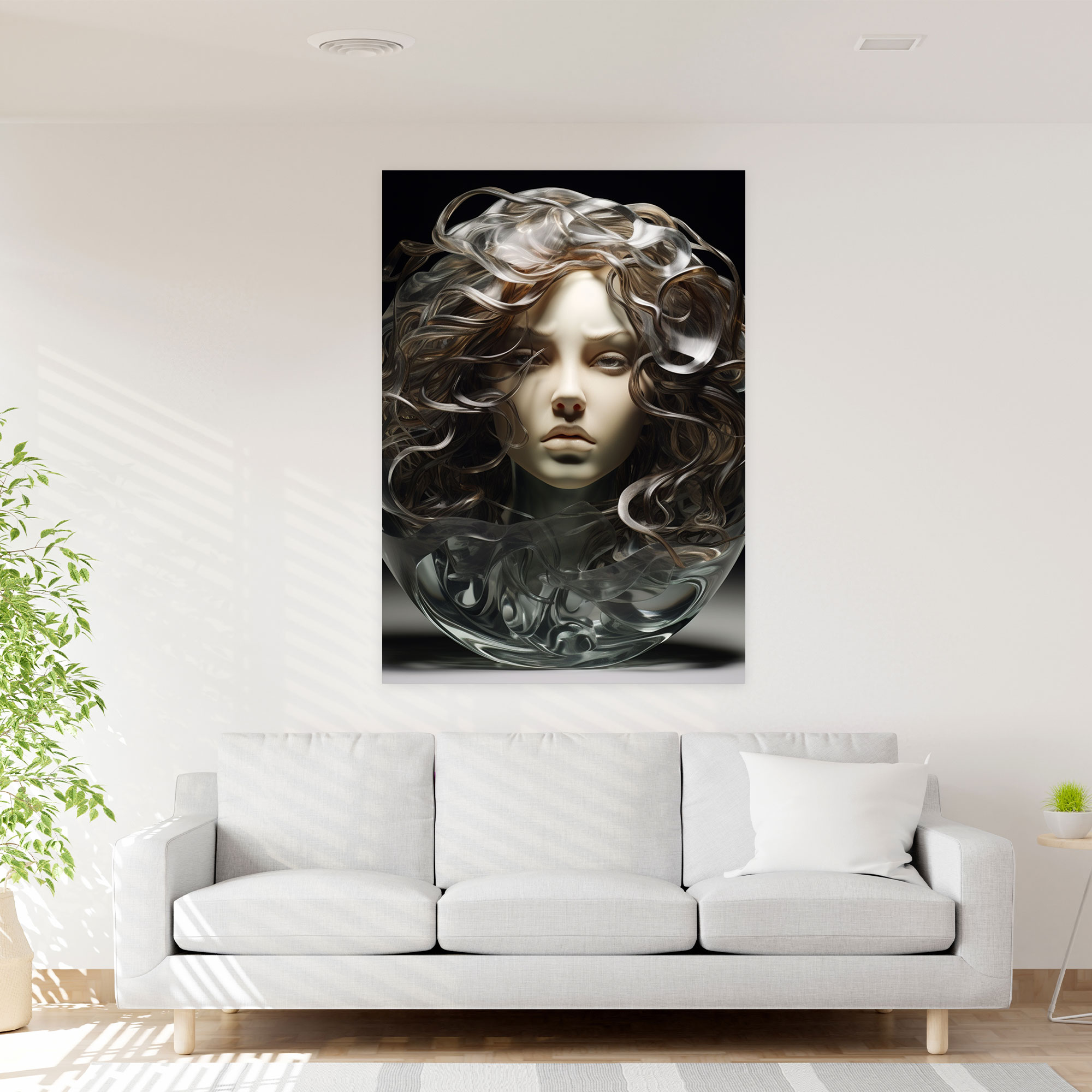 Realistic Glass Sculpture Wall Art Print - Realistic Glass Sculpture, Wall Decoration, Canvas, Realistic Glass Sculpture