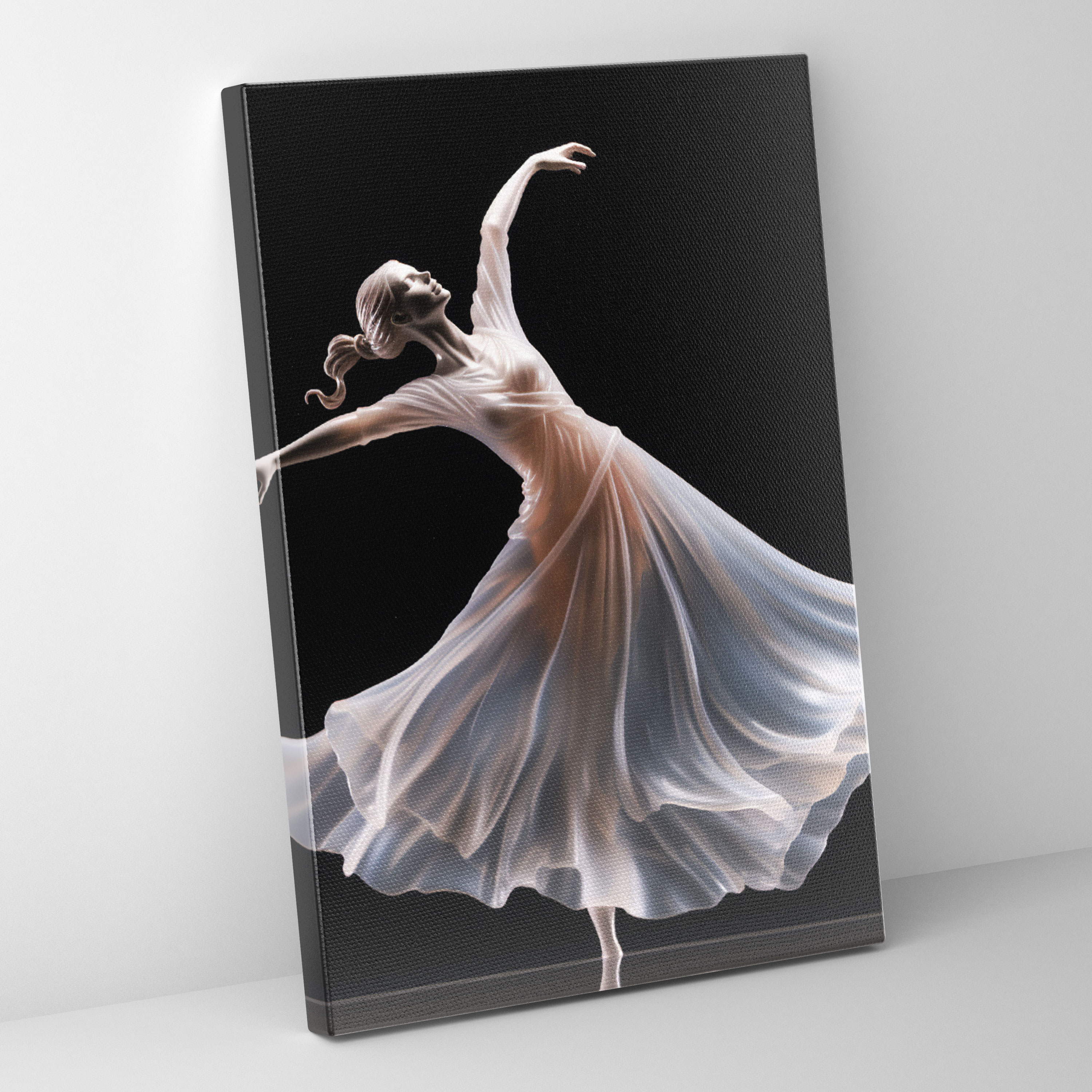 Realistic Glass Sculpture - Frosted Ballerina Canvas Print - Realistic Glass Sculpture, Frosted, Canvas Print, Fluid Movement