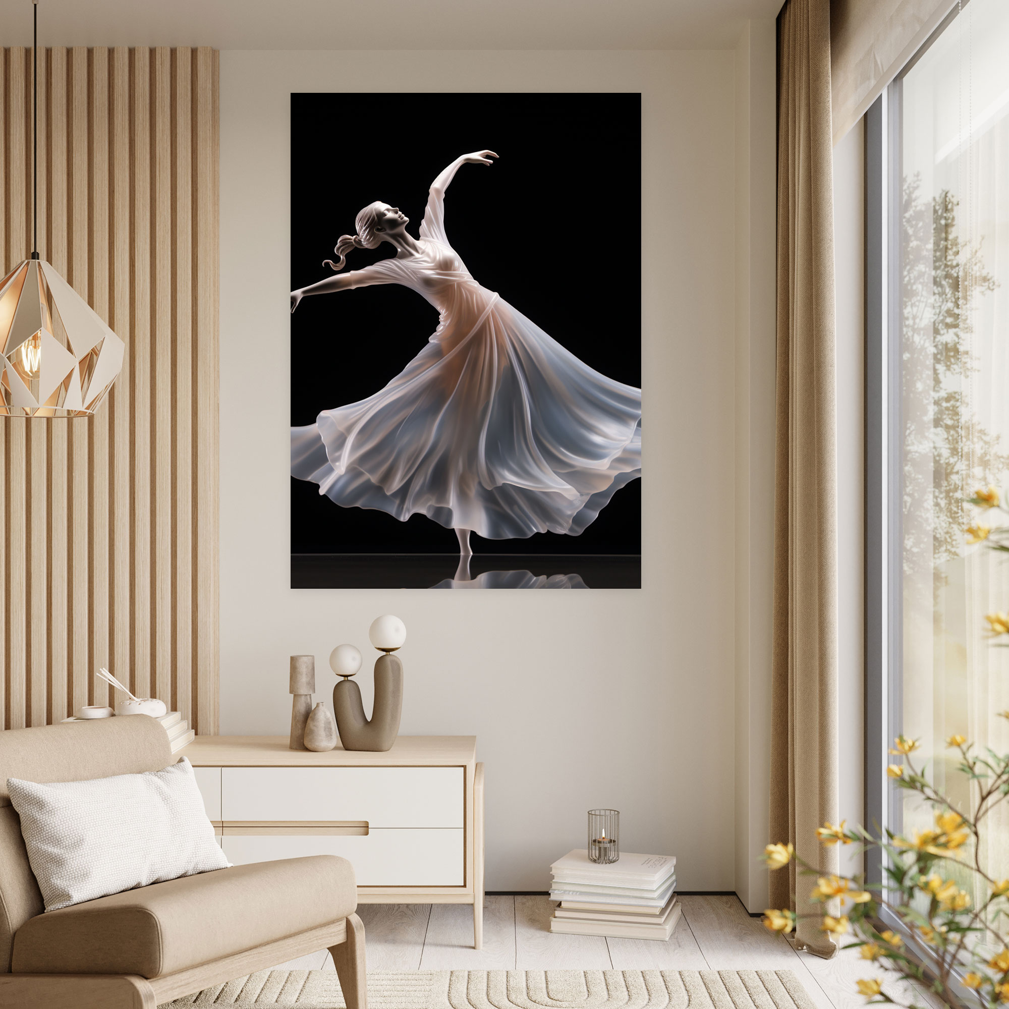Realistic Glass Sculpture - Frosted Ballerina Canvas Print - Realistic Glass Sculpture, Frosted, Canvas Print, Fluid Movement