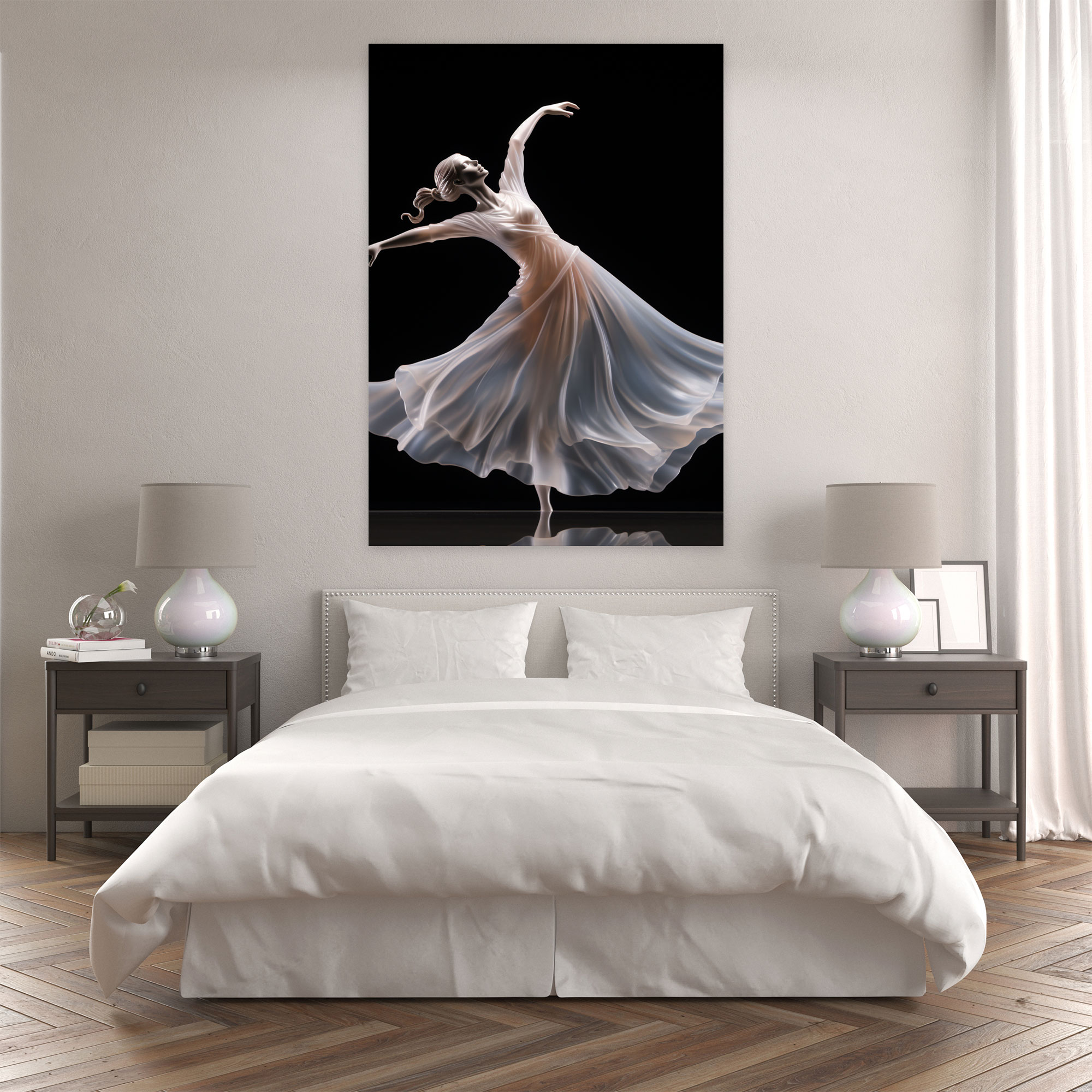 Realistic Glass Sculpture - Frosted Ballerina Canvas Print - Realistic Glass Sculpture, Frosted, Canvas Print, Fluid Movement