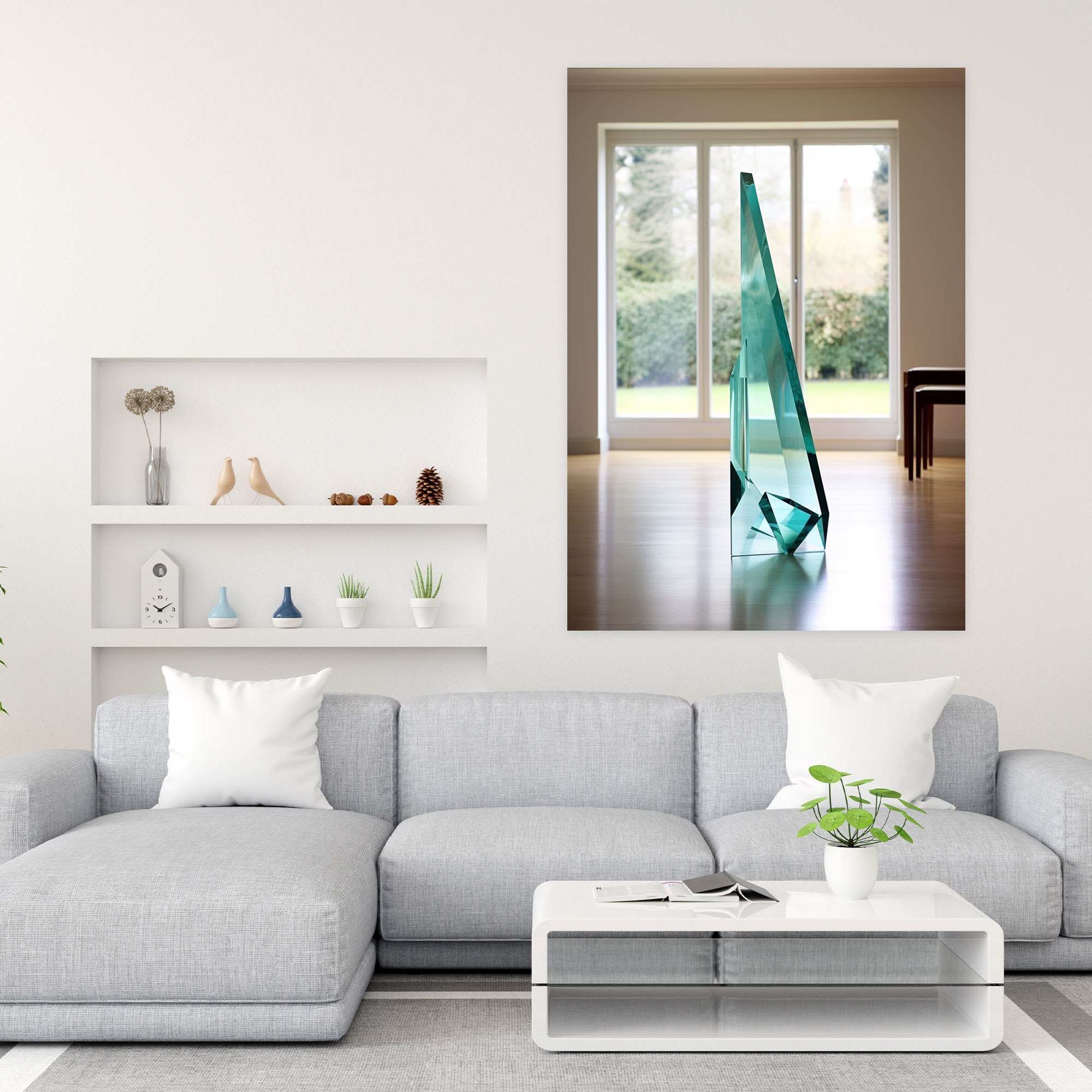 Realistic Glass Sculpture Wall Art - Realistic Glass Sculpture, Geometric Shape, Wall Art, Canvas