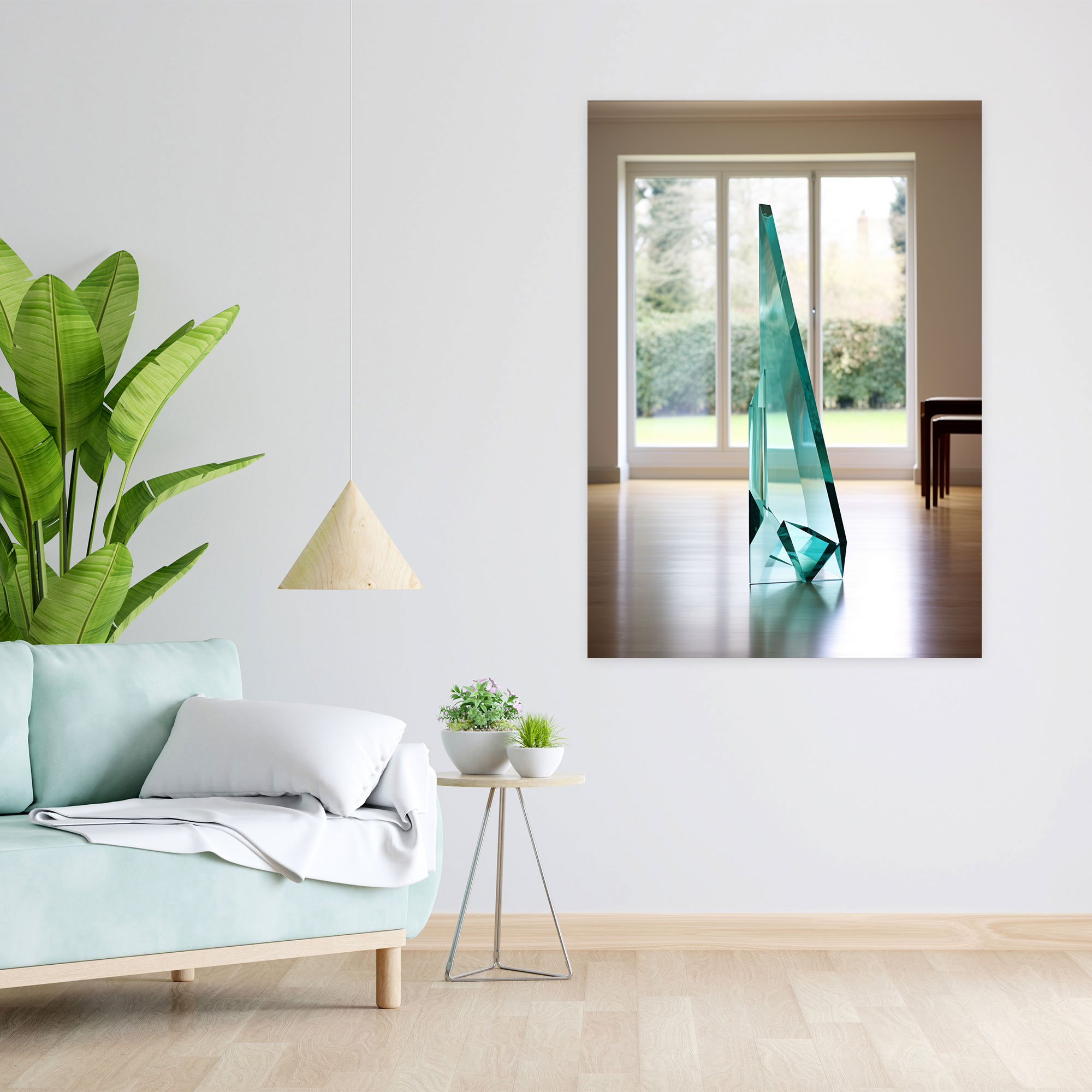 Realistic Glass Sculpture Wall Art - Realistic Glass Sculpture, Geometric Shape, Wall Art, Canvas