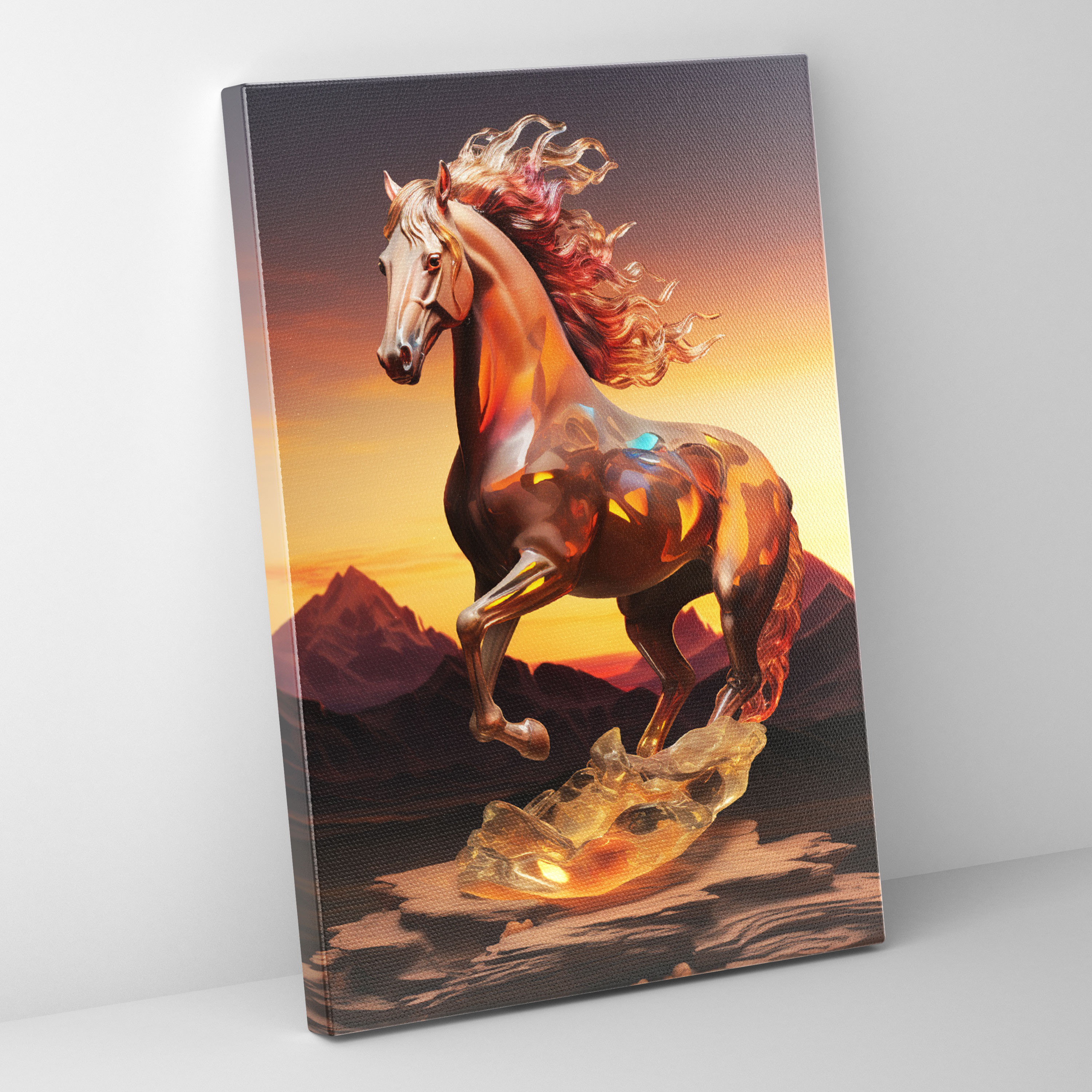 Realistic Glass Sculpture Wall Decoration - Realistic Glass Sculpture, Canvas, Canvas Wall Art, Horse
