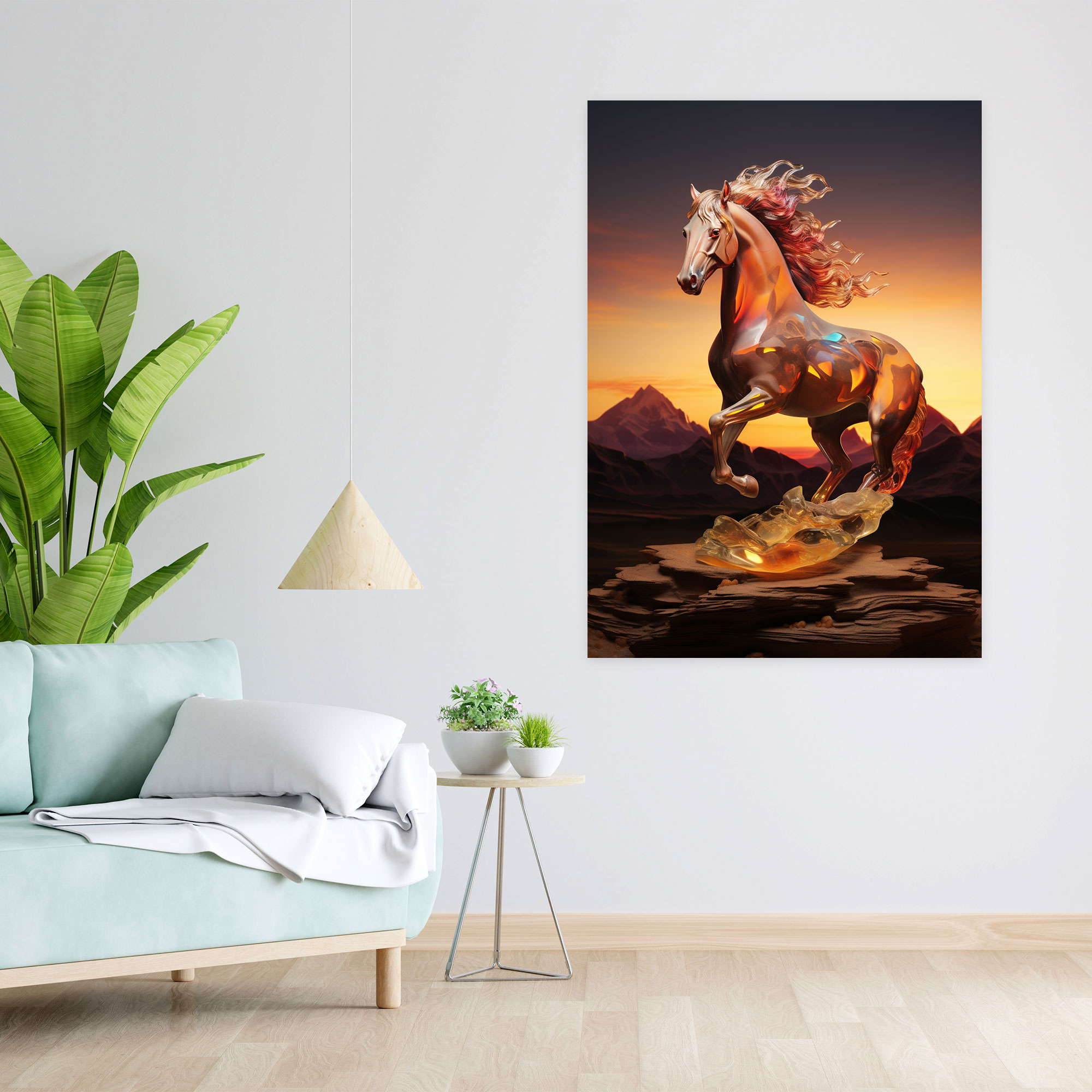 Realistic Glass Sculpture Wall Decoration - Realistic Glass Sculpture, Canvas, Canvas Wall Art, Horse
