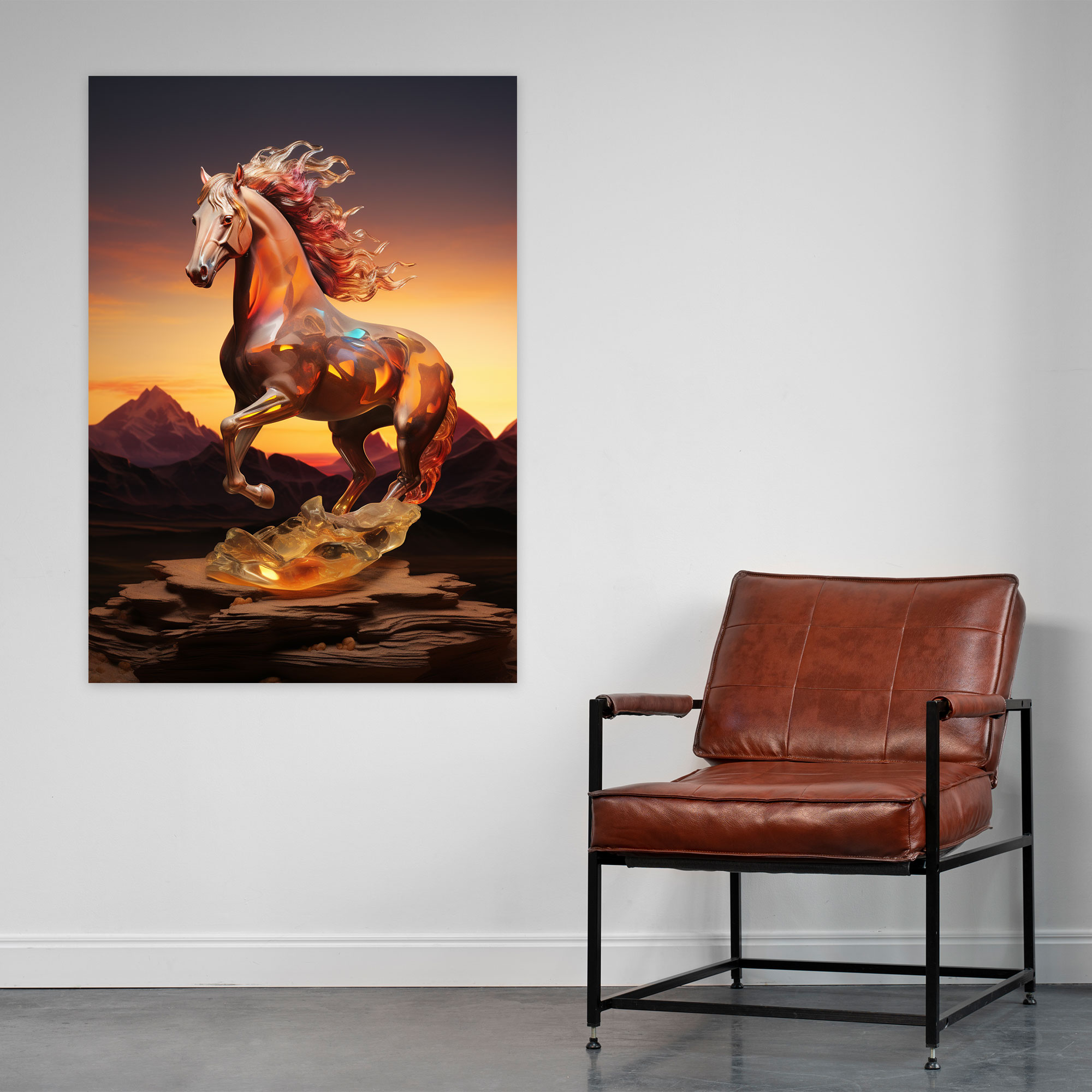 Realistic Glass Sculpture Wall Decoration - Realistic Glass Sculpture, Canvas, Canvas Wall Art, Horse