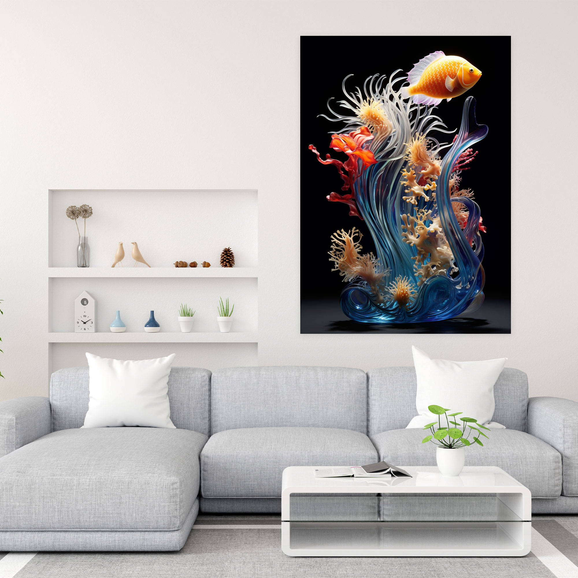 Realistic Glass Sculpture Canvas Wall Art - Realistic Glass Sculpture, Realistic Glass Sculpture, Canvas, Home Decoration