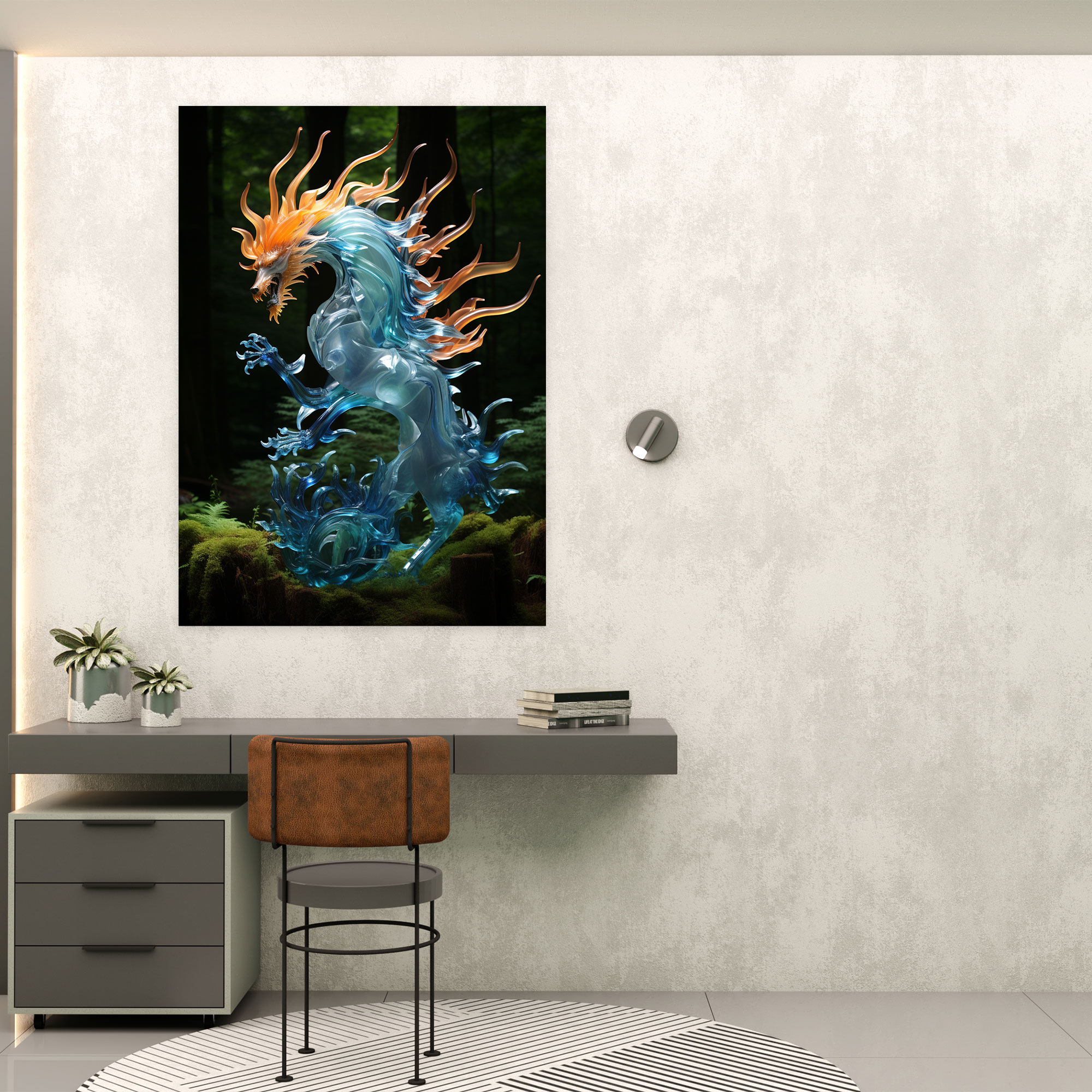 Realistic Glass Sculpture Canvas Wall Art - Realistic Glass Sculpture, Wall Art, Wall Decoration, Mythical Creature