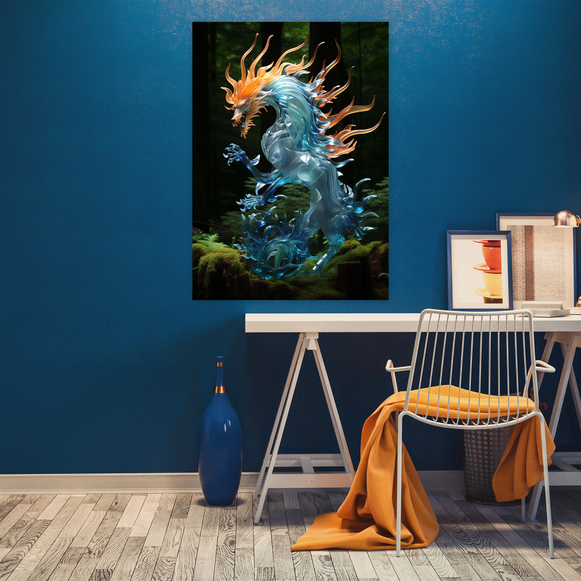 Realistic Glass Sculpture Canvas Wall Art - Realistic Glass Sculpture, Wall Art, Wall Decoration, Mythical Creature