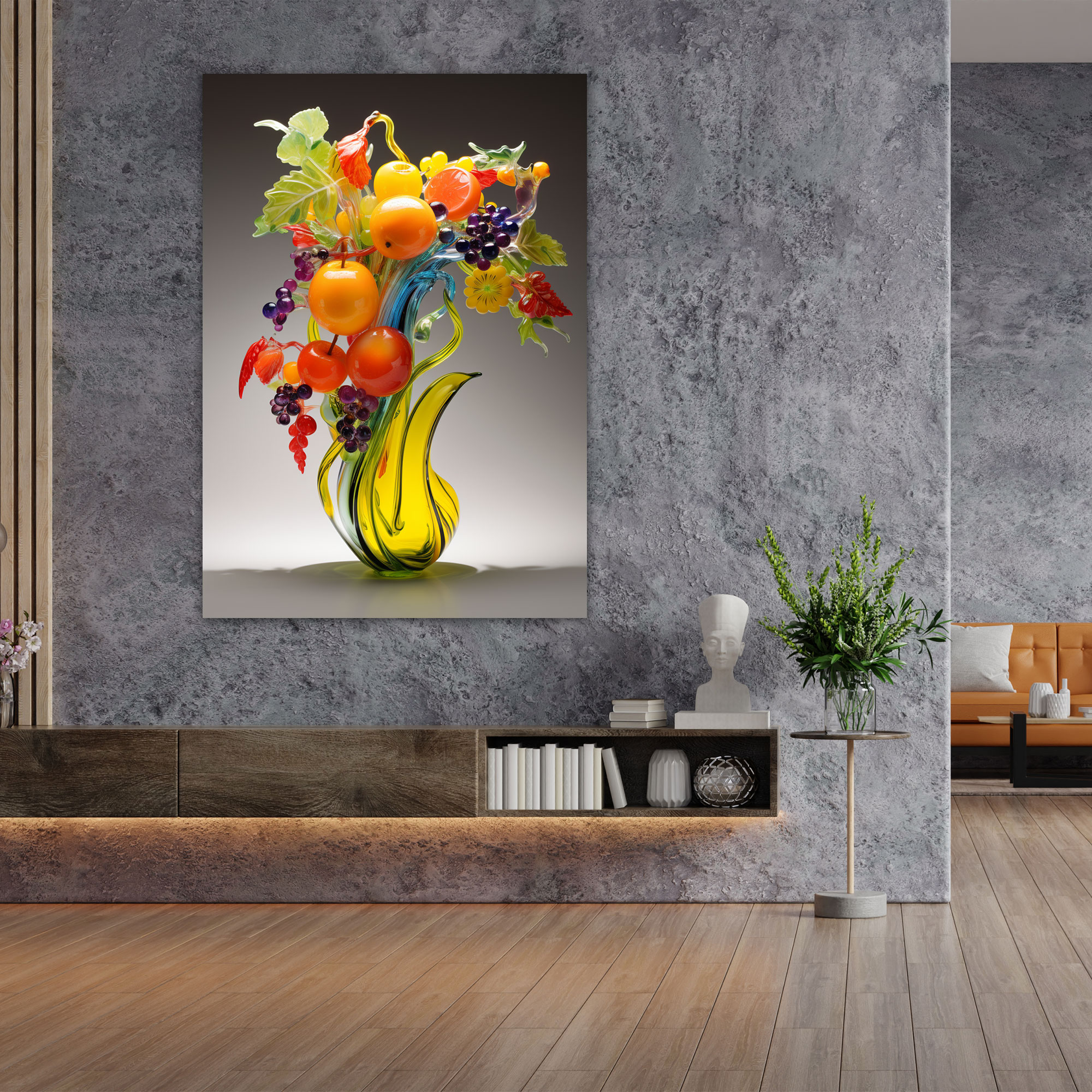 Realistic Glass Sculpture Home Decoration - Realistic Glass Sculpture, Sophistication, Multicolored Fruits, Vitality