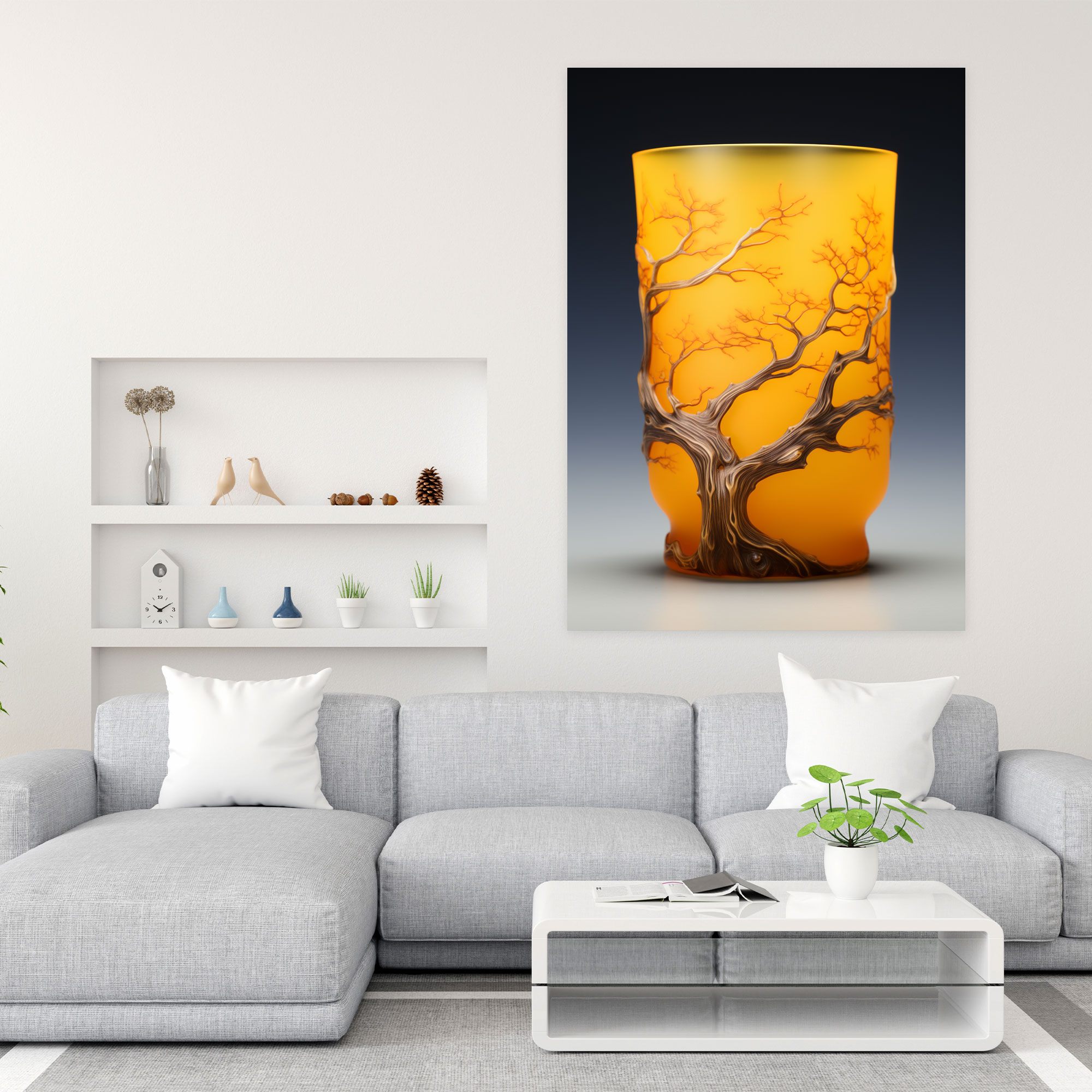 Realistic Glass Sculpture Canvas Art - Realistic Glass Sculpture, Tranquility, Inviting, Frosted Glass Tumbler