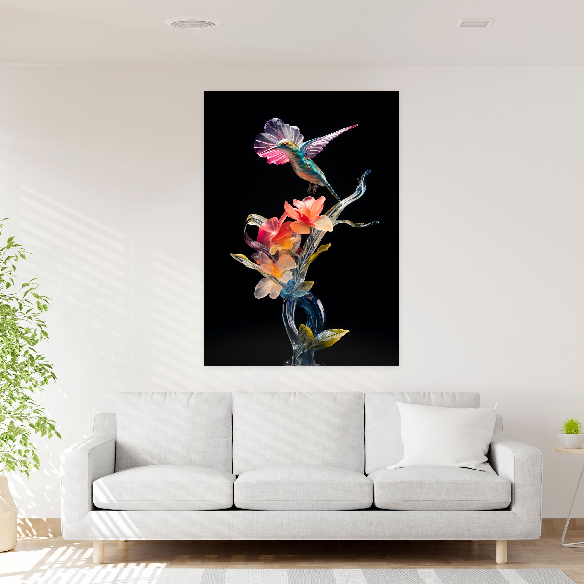 Realistic Glass Sculpture Wall Decoration - Realistic Glass Sculpture, Home Decoration, Delicate, Hummingbird